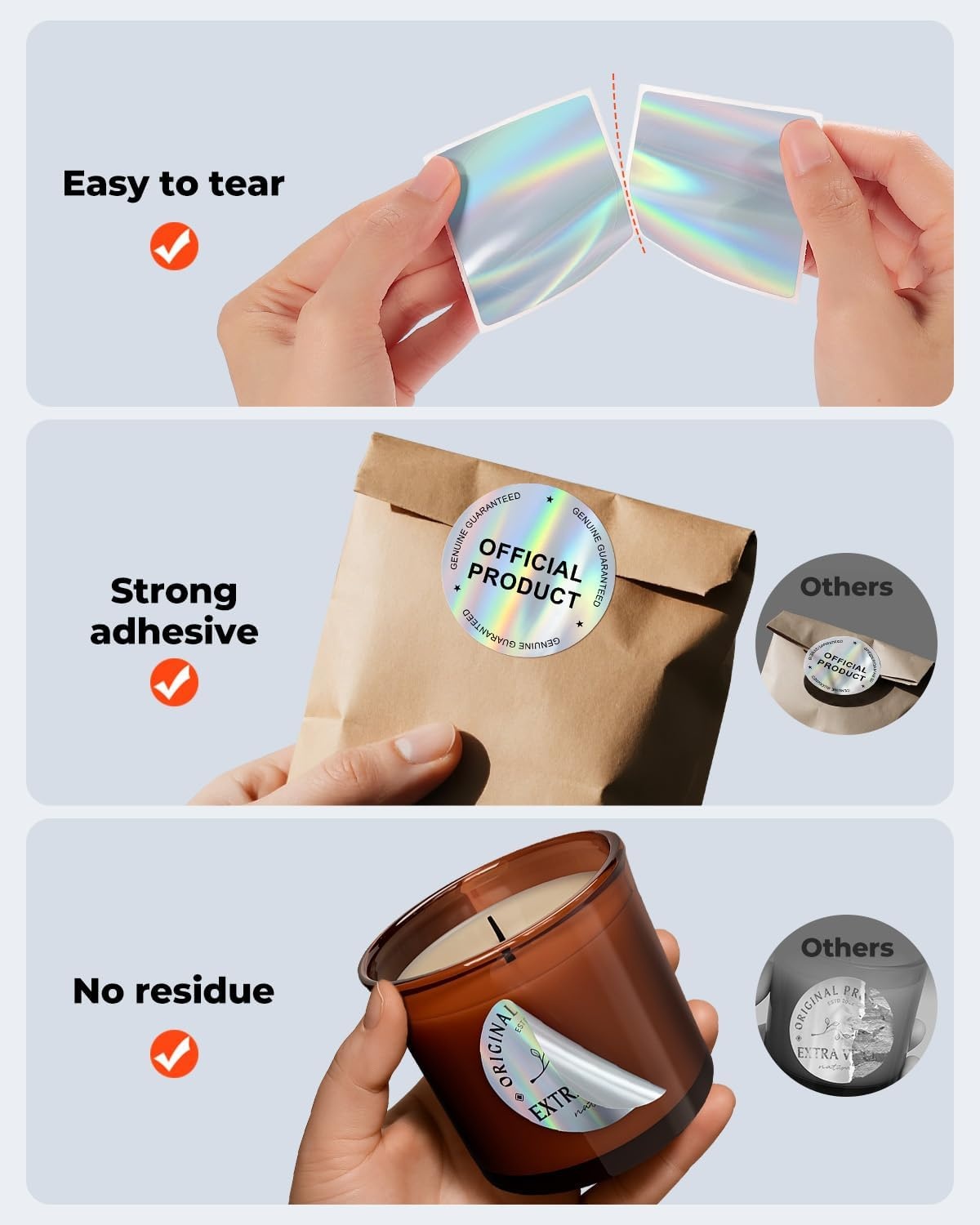 image:imageMUNBYN 2 Circle Holographic Thermal Label Stickers Blue Round Printable Rainbow Glitter Thermal Printer Sticker Labels for Gift Wrapping SelfAdhesive Name Price Tag DIY Custom Logo DesignHolographic Silver