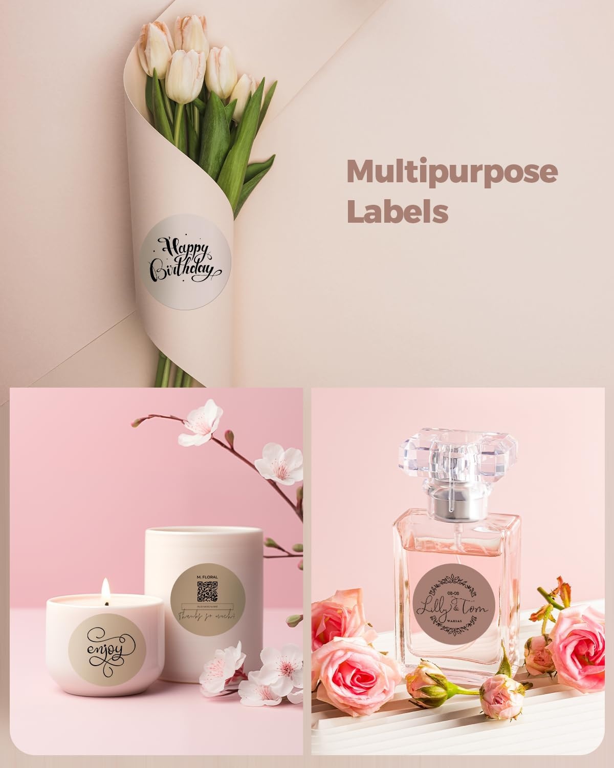 image:imageMUNBYN 2 Inch Circle Thermal Labels Multicolor Thermal Label Stickers for Custom Logo Candle 150 Sheets1 RollMorandi Autumn