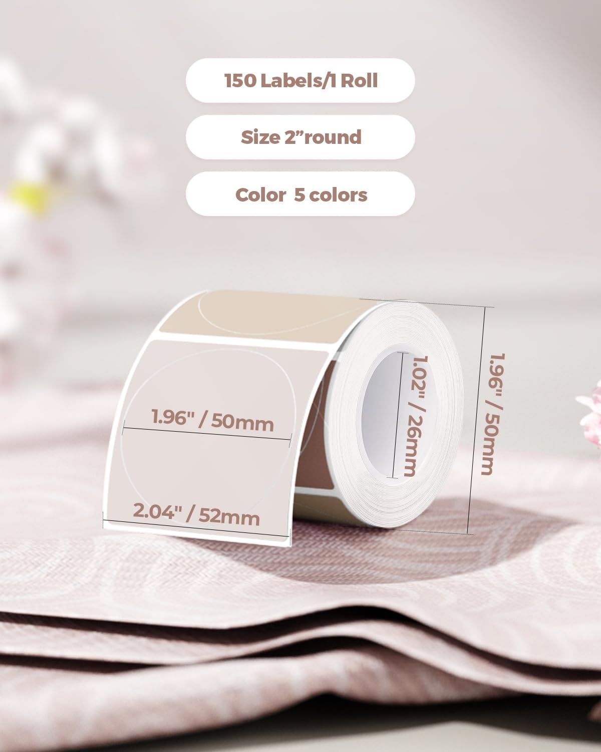 image:imageMUNBYN 2 Inch Circle Thermal Labels Multicolor Thermal Label Stickers for Custom Logo Candle 150 Sheets1 RollMorandi Autumn