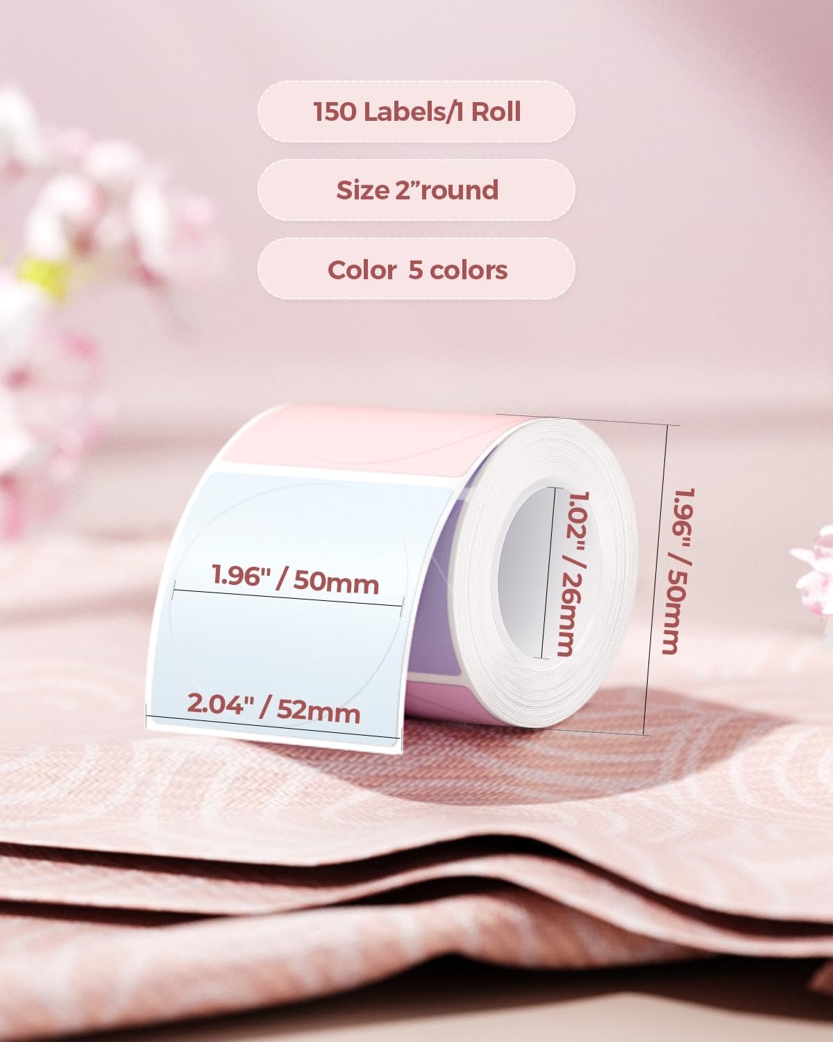 image:imageMUNBYN 2 Inch Circle Thermal Labels Multicolor Thermal Label Stickers for Custom Logo Candle 150 Sheets1 RollMorandi Spring