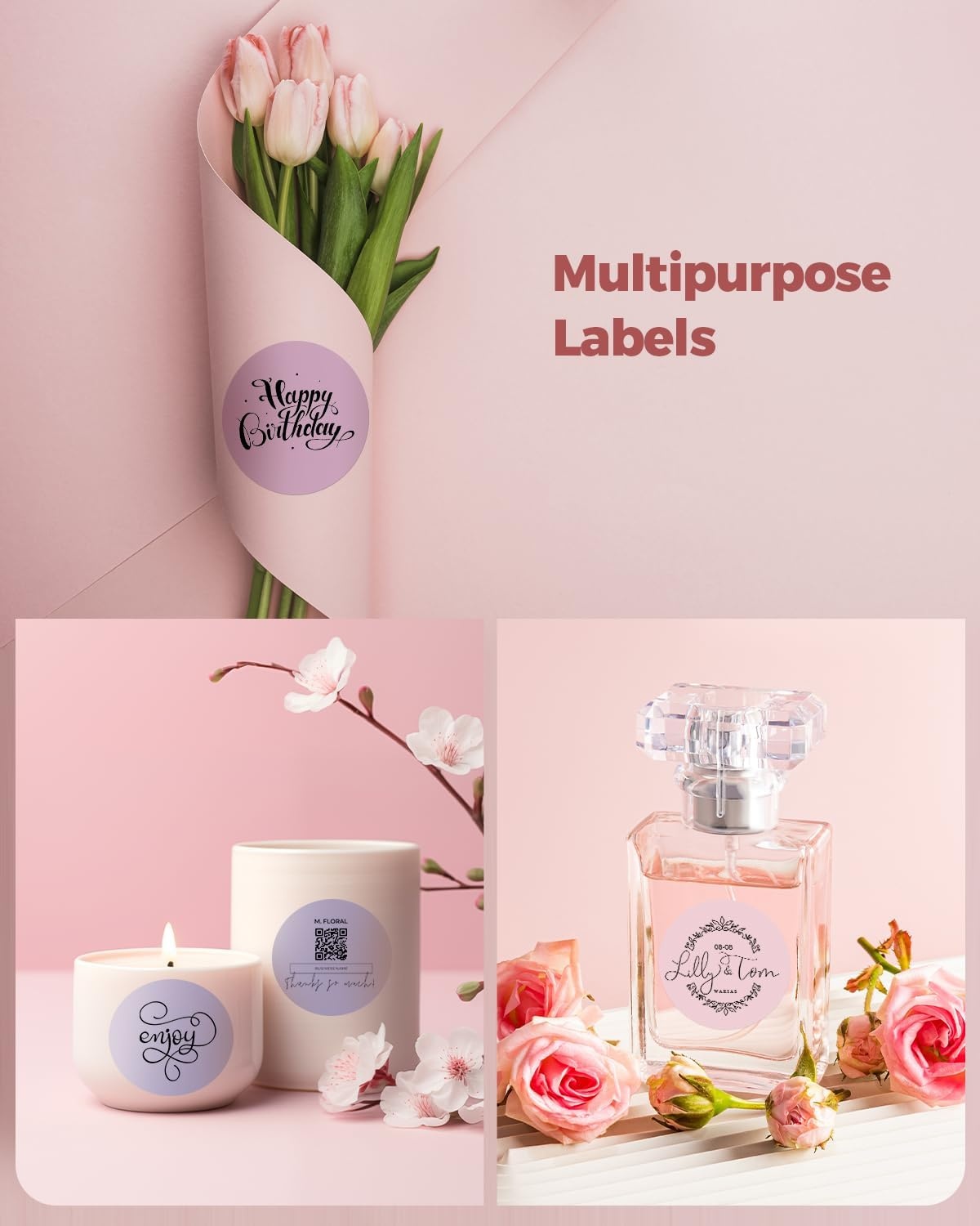 image:imageMUNBYN 2 Inch Circle Thermal Labels Multicolor Thermal Label Stickers for Custom Logo Candle 150 Sheets1 RollMorandi Spring