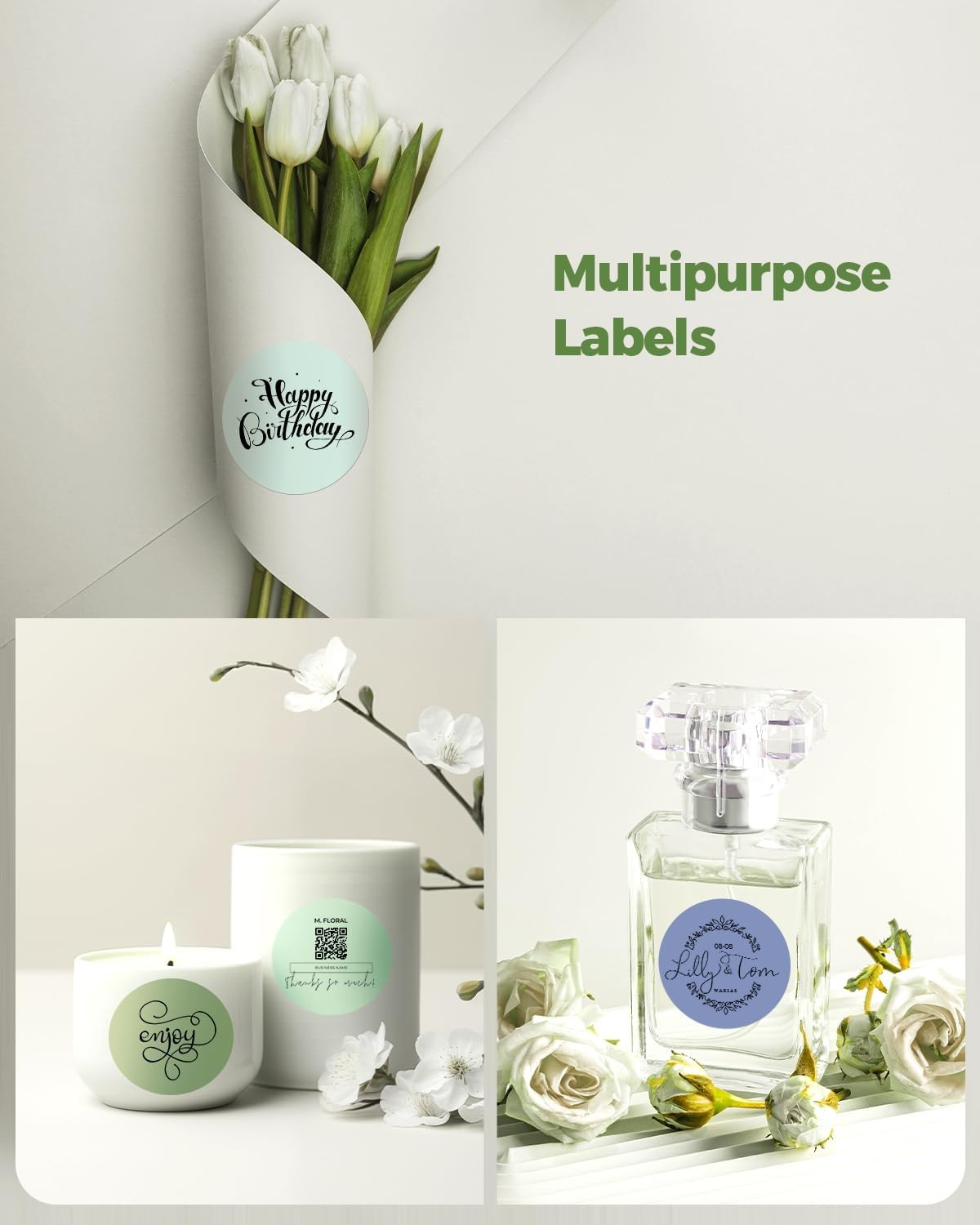 image:imageMUNBYN 2 Inch Circle Thermal Labels Multicolor Thermal Label Stickers for Custom Logo Candle 150 Sheets1 RollMorandi Summer