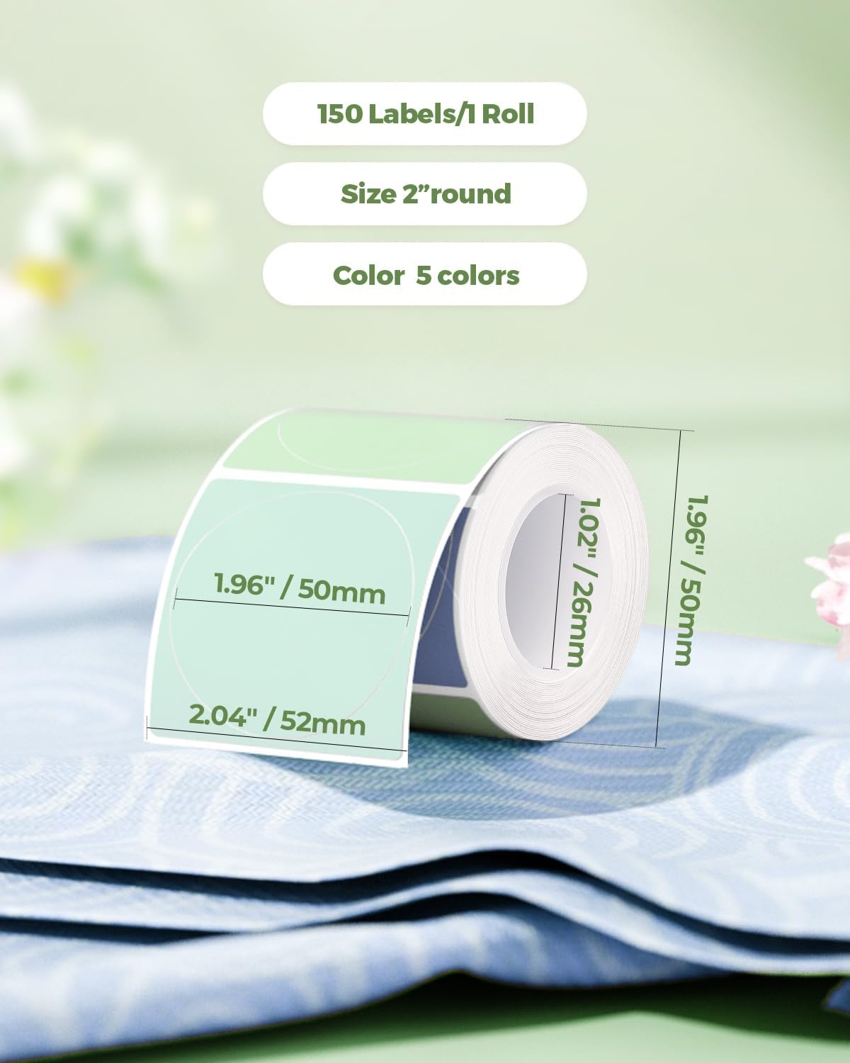 image:imageMUNBYN 2 Inch Circle Thermal Labels Multicolor Thermal Label Stickers for Custom Logo Candle 150 Sheets1 RollMorandi Summer