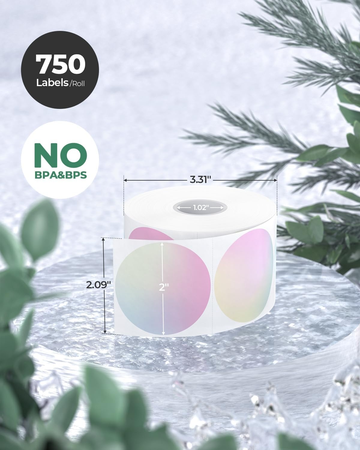 image:imageMUNBYN 2 Inch Circle Thermal Sticker Labels and Bluetooth Thermal Label Printer