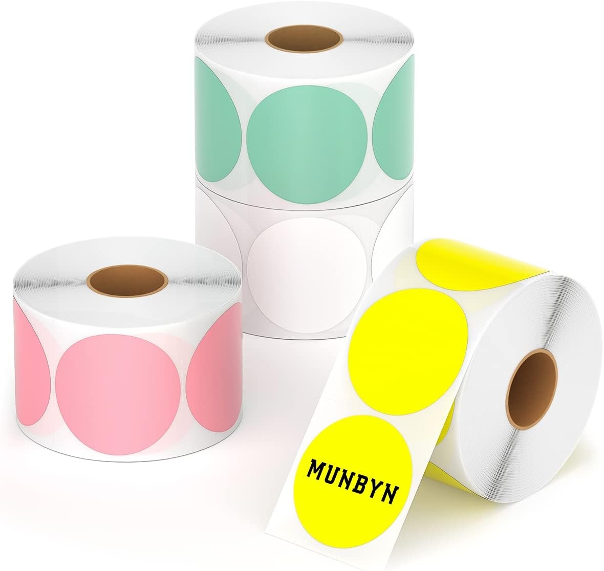 image:imageMUNBYN 2 Inch Color Circle Thermal Sticker Label Pink Label Holder for Rolls and FanFold Labels Bluetooth Thermal Label Printer 941B