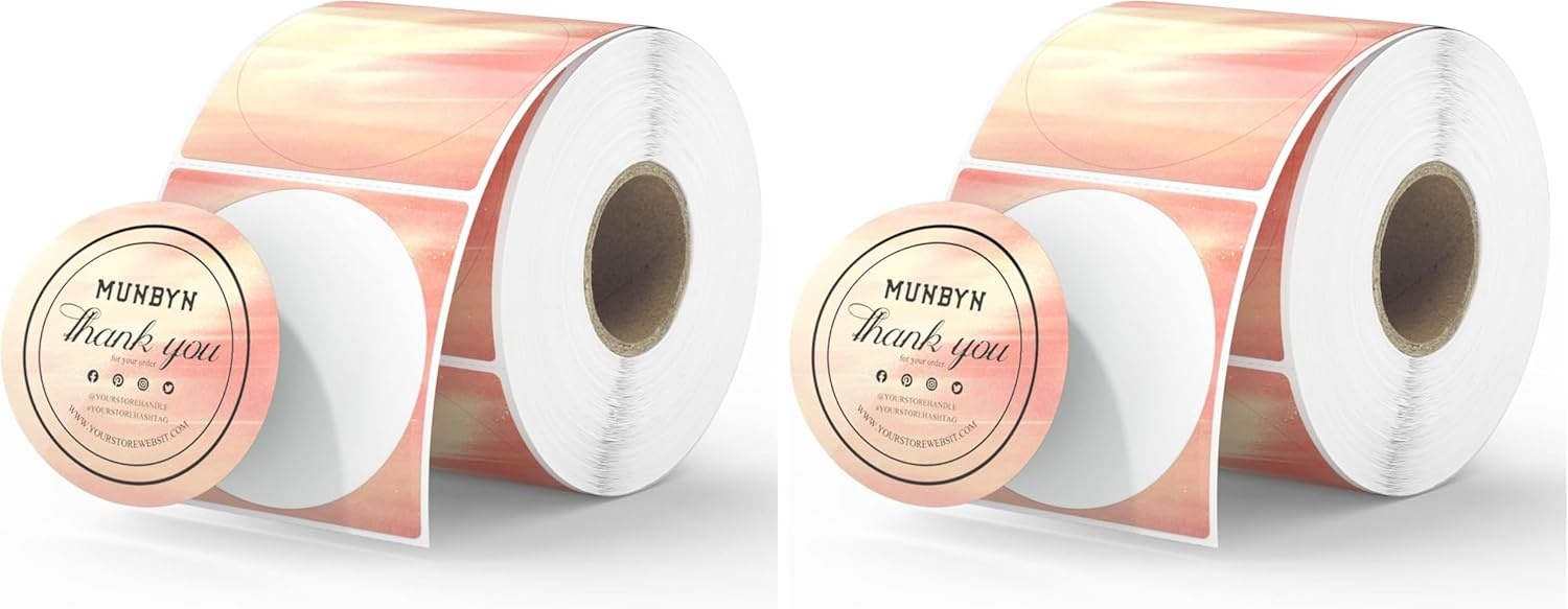 image:imageMUNBYN 2 Inch Round Orange Thermal Labels SelfAdhesive Stickers for Baking Candle and Food Compatible with Thermal Printers 500 Labels1 RollOrange