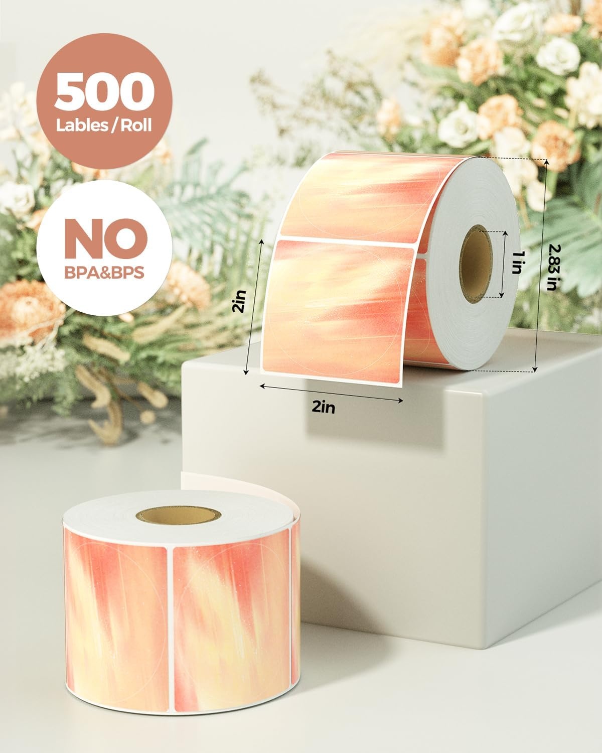 image:imageMUNBYN 2 Inch Round Orange Thermal Labels SelfAdhesive Stickers for Baking Candle and Food Compatible with Thermal Printers 500 Labels1 RollOrange