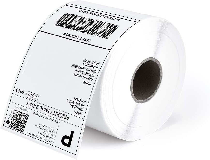 image:imageMUNBYN 2 in 1 External Rolls Label HolderThermal Direct Shipping Label Pack of 500 4x6 Per Roll Labels