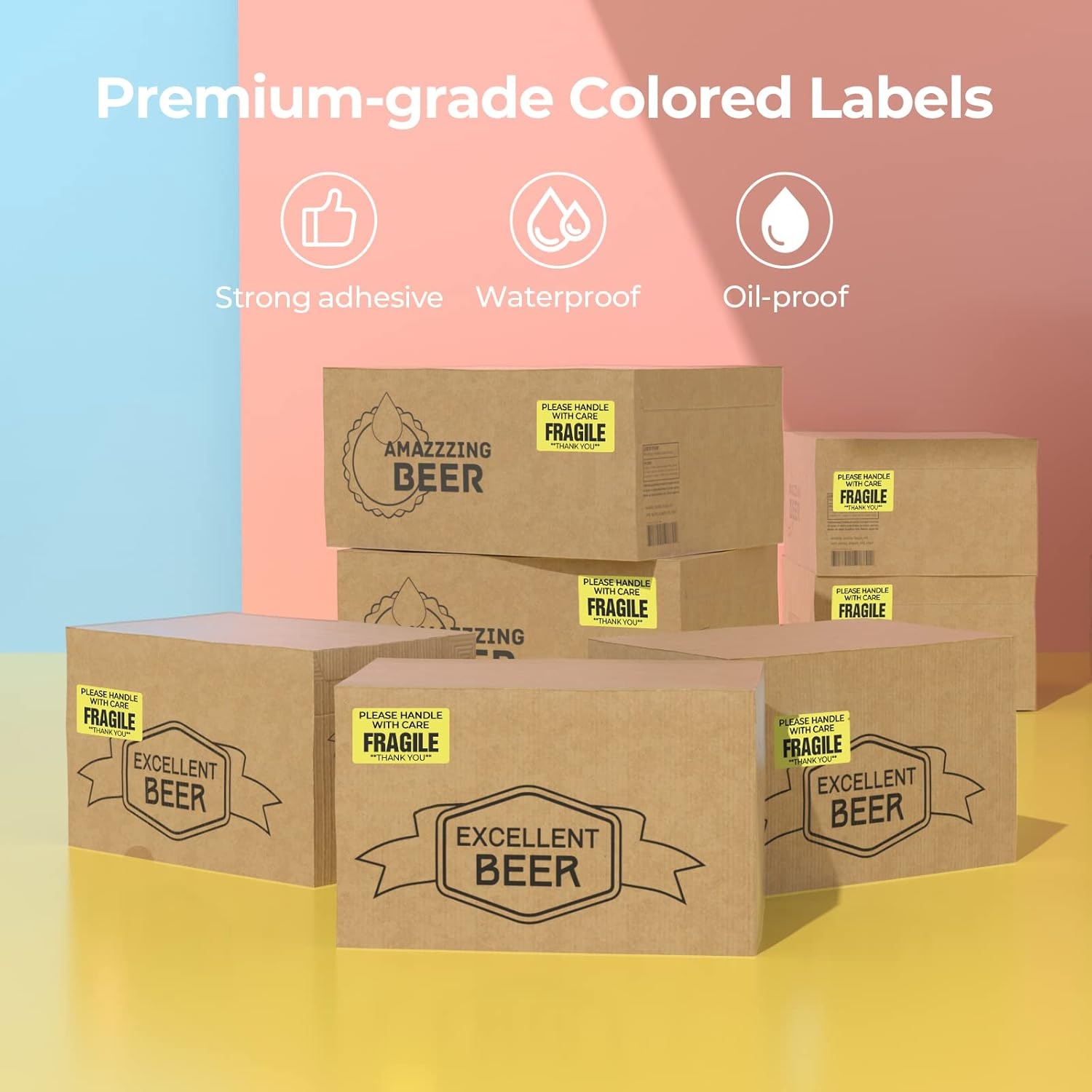 image:imageMUNBYN 225x125 Thermal Sticker Labels Blue SelfAdhesive Barcode Label Paper for Direct Thermal Printer and Business MultiPurpose Rectangle Address Shipping Mailing Stickers1000 SheetsRollYellow