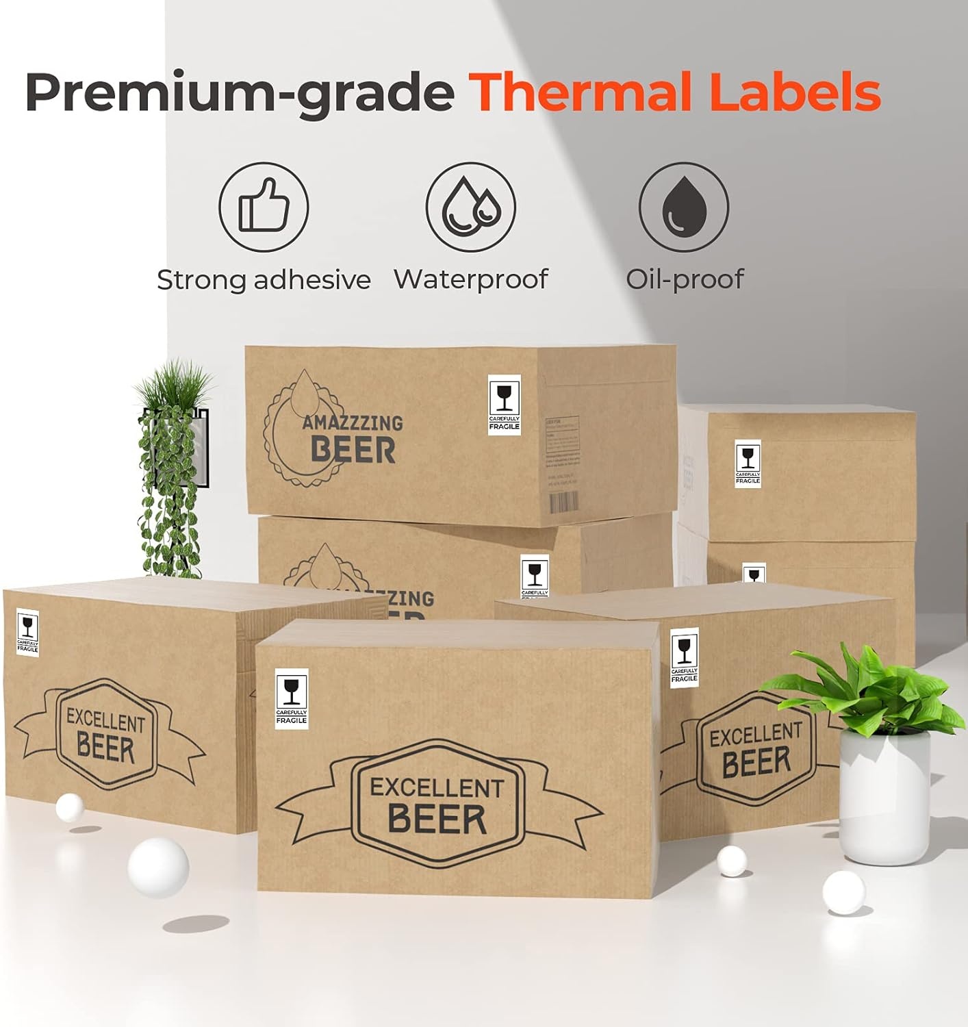 image:imageMUNBYN 225x125 Thermal Sticker Labels Blue SelfAdhesive Barcode Label Paper for Direct Thermal Printer and Business MultiPurpose Rectangle Address Shipping Mailing Stickers1000 SheetsRollWhite