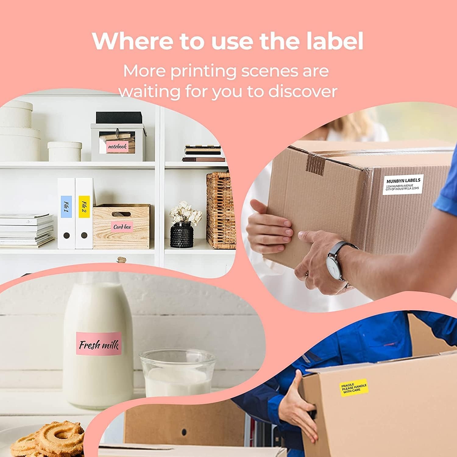 image:imageMUNBYN 225x125 Thermal Sticker Labels Blue SelfAdhesive Barcode Label Paper for Direct Thermal Printer and Business MultiPurpose Rectangle Address Shipping Mailing Stickers1000 SheetsRollBlue