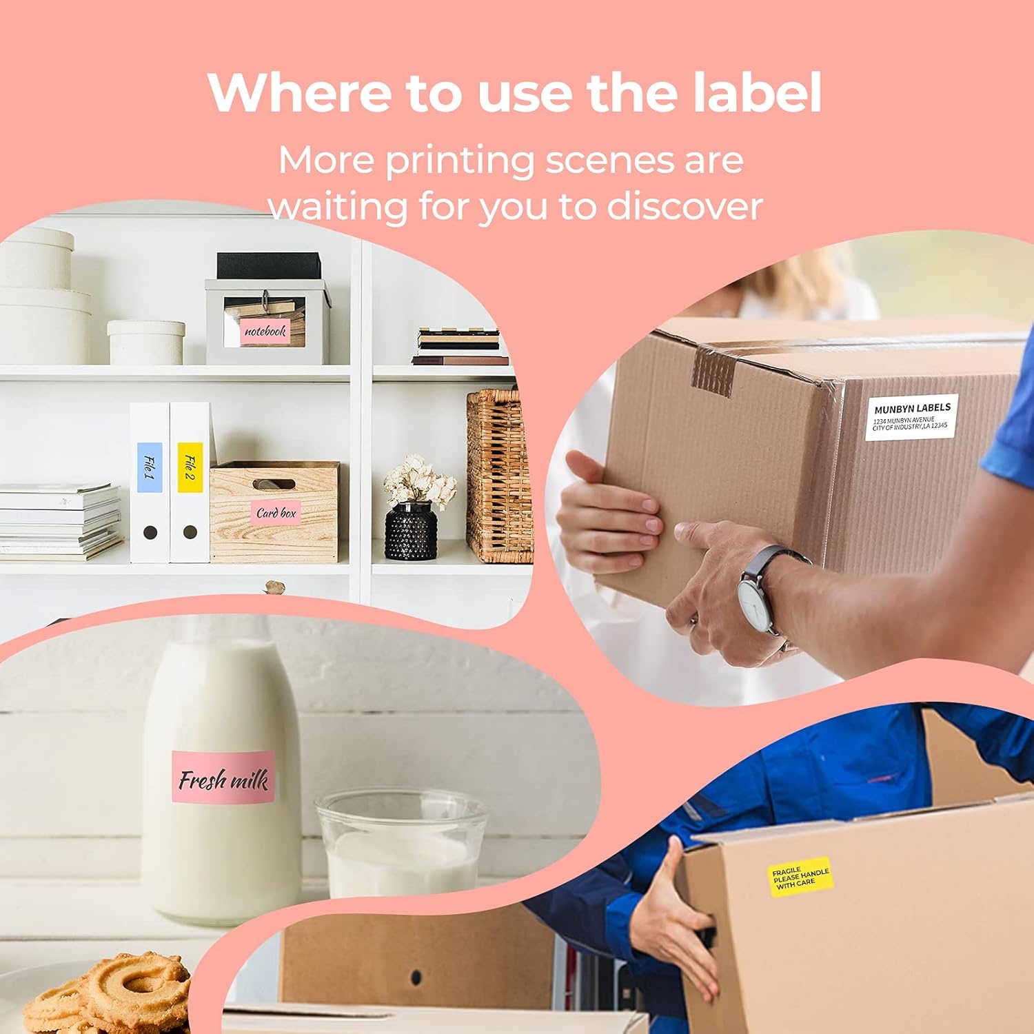 image:imageMUNBYN 225x125 Thermal Sticker Labels Blue SelfAdhesive Barcode Label Paper for Direct Thermal Printer and Business MultiPurpose Rectangle Address Shipping Mailing Stickers1000 SheetsRollYellow