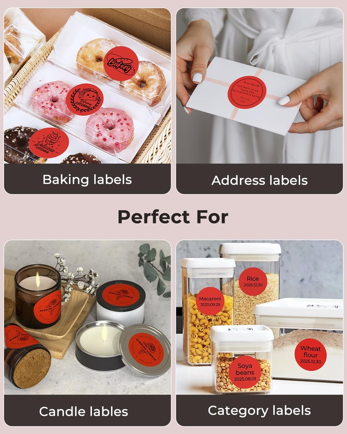 image:imageMUNBYN 3 Inch Pink Circle Thermal Sticker Labels MultiPurpose SelfAdhesive Round Direct Thermal Labels for Business 500 Sheets1 RollRed