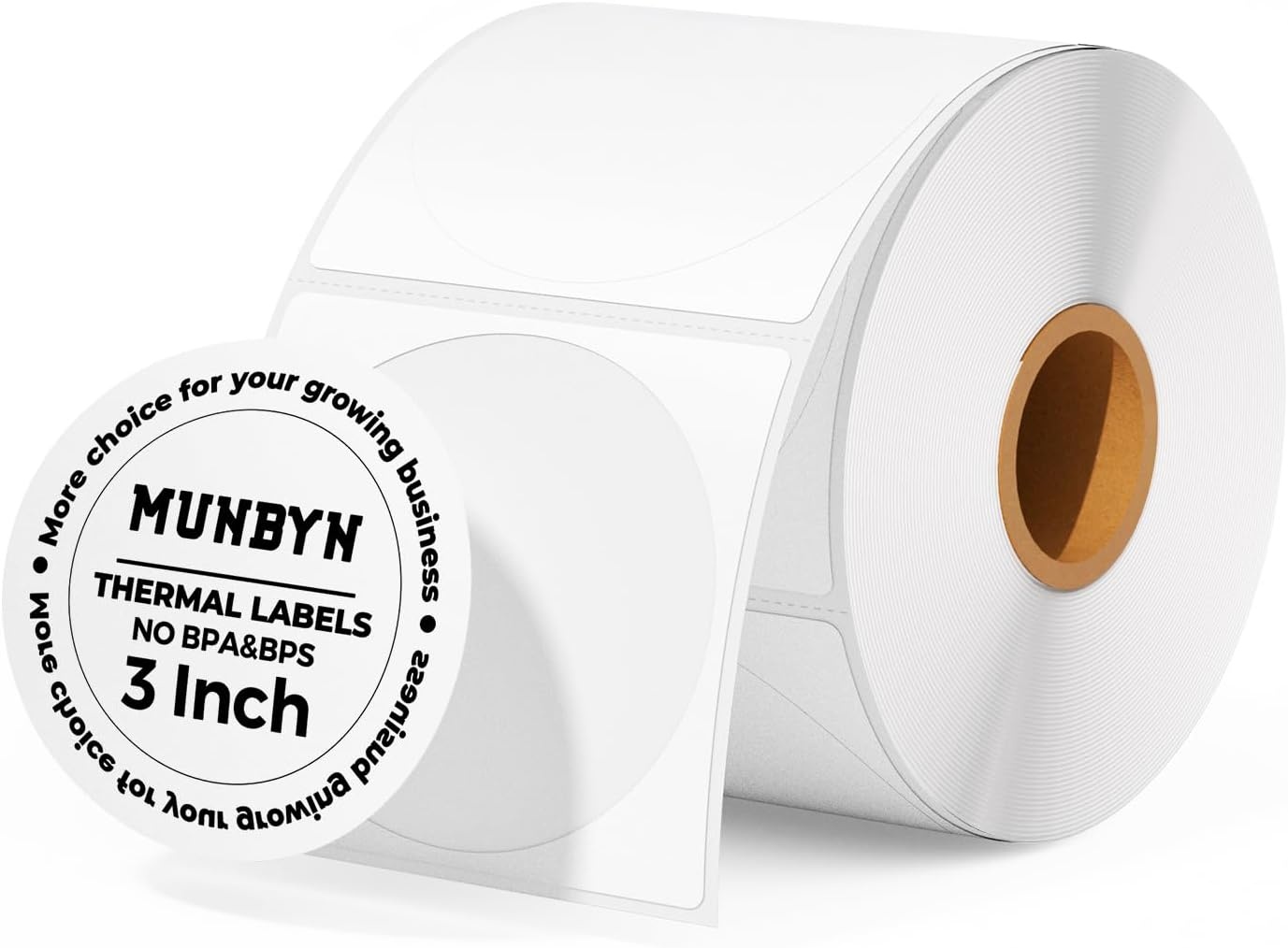 image:imageMUNBYN 3 Inch Pink Circle Thermal Sticker Labels MultiPurpose SelfAdhesive Round Direct Thermal Labels for Business 500 Sheets1 RollWhite