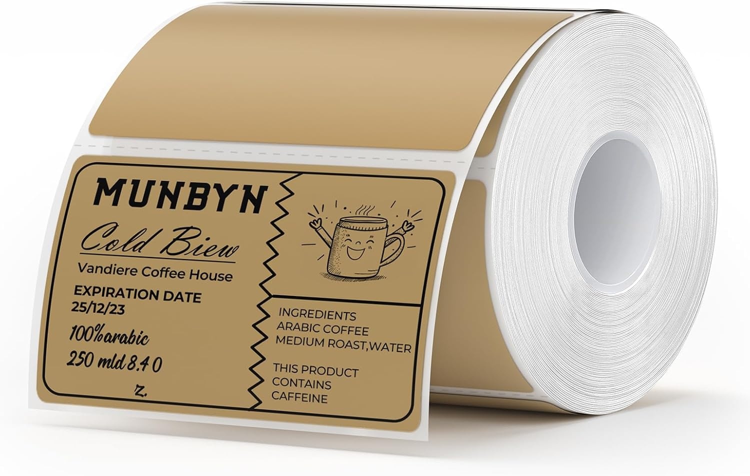 image:imageMUNBYN 3x2 Inch White Thermal Labels Thermal Sticker Labels for Price Barcode Mailing Name 500 Sheets1 RollBrown