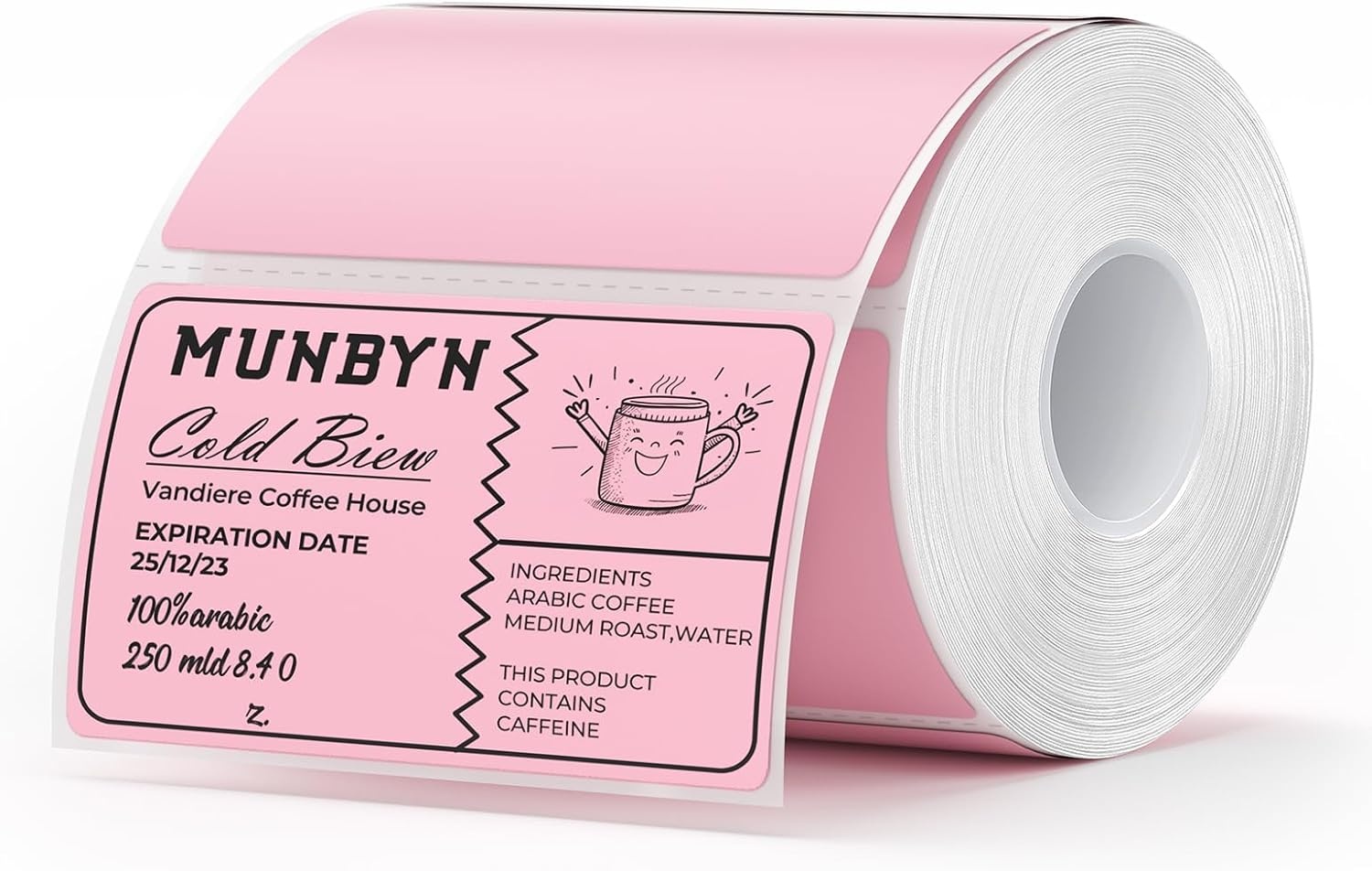 image:imageMUNBYN 3x2 Inch White Thermal Labels Thermal Sticker Labels for Price Barcode Mailing Name 500 Sheets1 RollPink