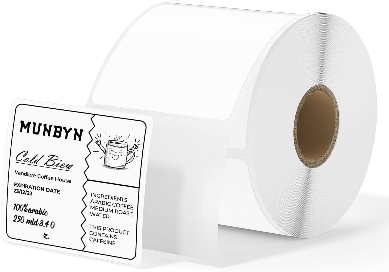 image:imageMUNBYN 3x2 Inch White Thermal Labels Thermal Sticker Labels for Price Barcode Mailing Name 500 Sheets1 RollWhite