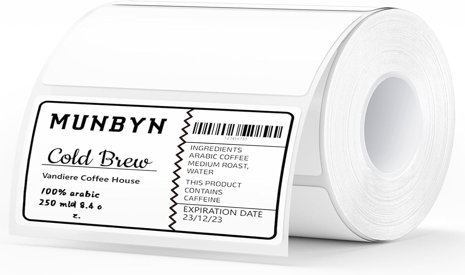 image:imageMUNBYN 3x2 Inch White Thermal Labels Thermal Sticker Labels for Price Barcode Mailing Name 500 Sheets1 RollWhite