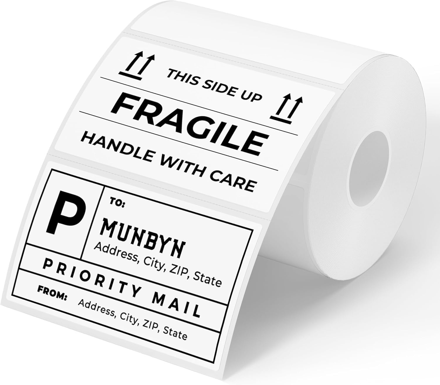 image:imageMUNBYN 3x2 Inch White Thermal Labels Thermal Sticker Labels for Price Barcode Mailing Name 500 Sheets1 RollWhite