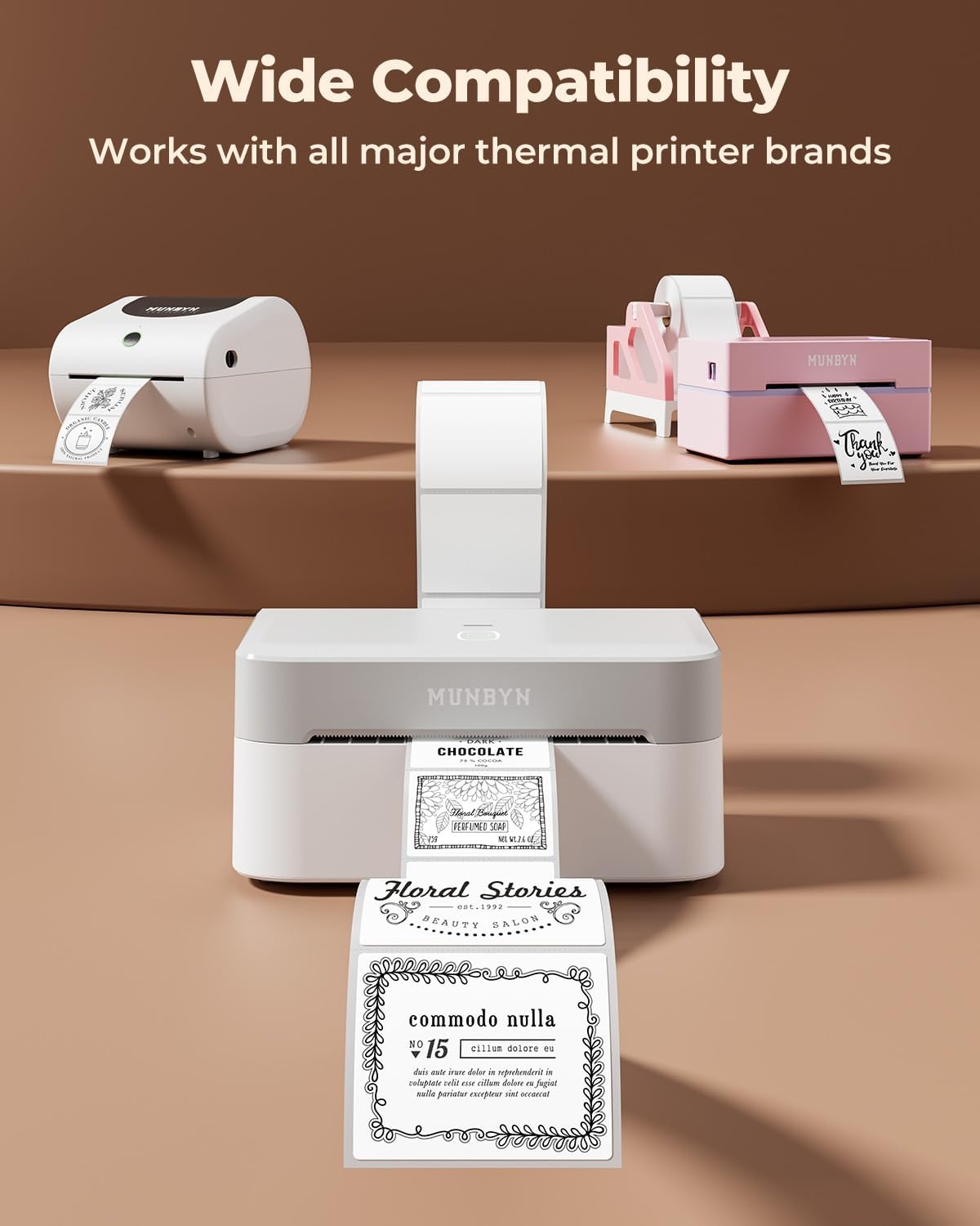 image:imageMUNBYN 3x2 Inch White Thermal Labels Thermal Sticker Labels for Price Barcode Mailing Name 500 Sheets1 RollWhite