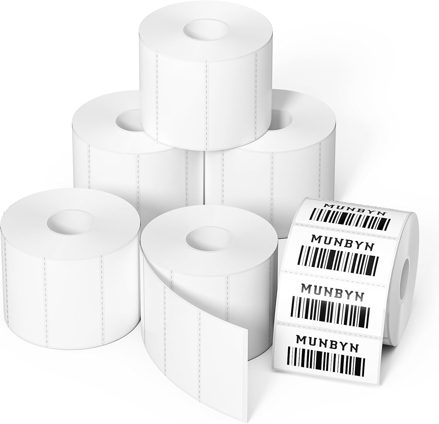 image:imageMUNBYN 3x2 Inch White Thermal Labels Thermal Sticker Labels for Price Barcode Mailing Name 500 Sheets1 RollWhite