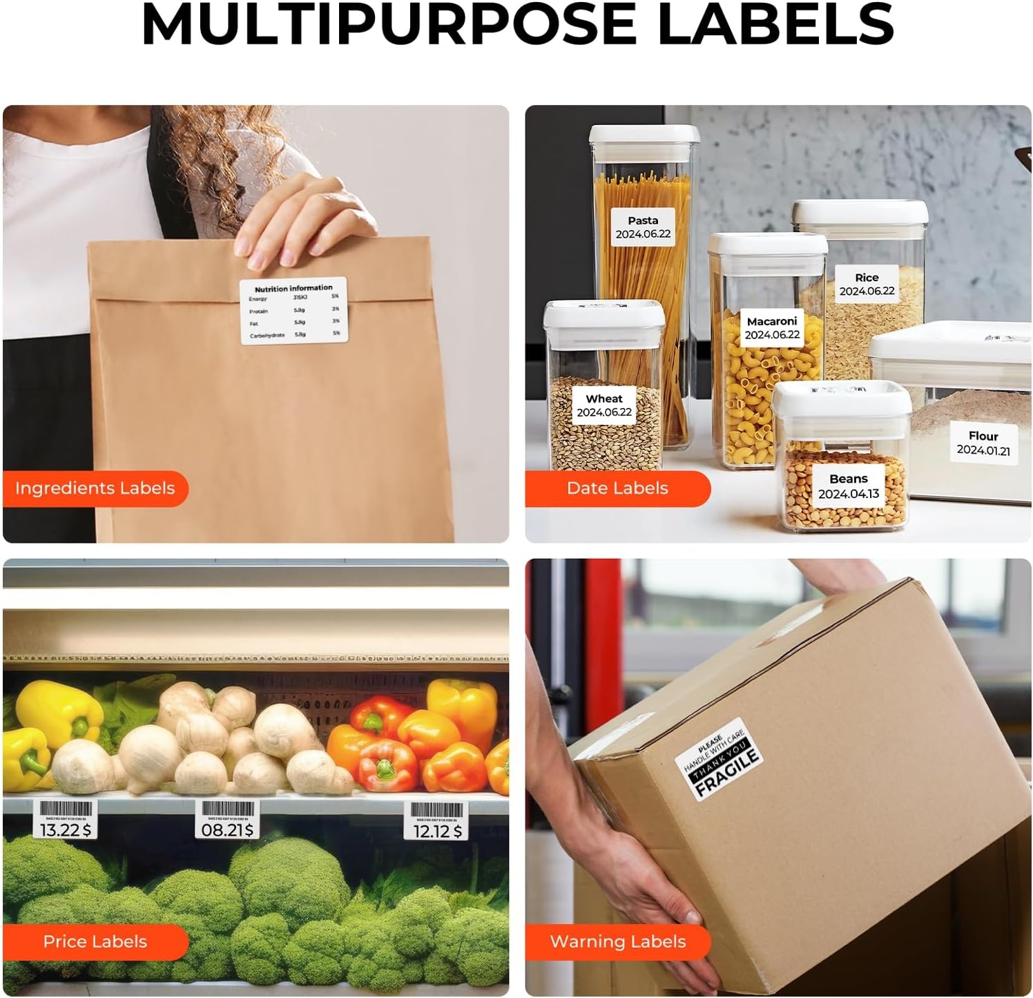 image:imageMUNBYN 3x2 Inch White Thermal Labels Thermal Sticker Labels for Price Barcode Mailing Name 500 Sheets1 RollWhite