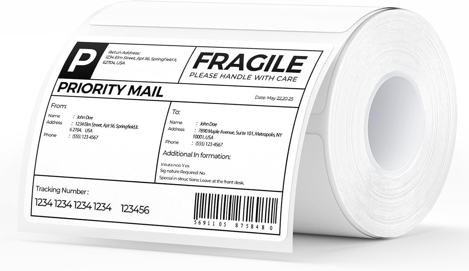 image:imageMUNBYN 3x2 Inch White Thermal Labels Thermal Sticker Labels for Price Barcode Mailing Name 500 Sheets1 RollWhite