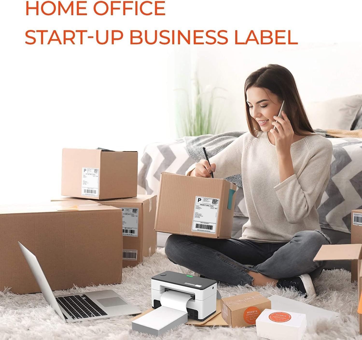 image:imageMUNBYN 4x6 Pink Direct Thermal Shipping Labels Commercial Grade Permanent Adhesive Fanfold Mailing Postage Label Paper for Thermal Printers and Packages 500 Sheets per StackWhite