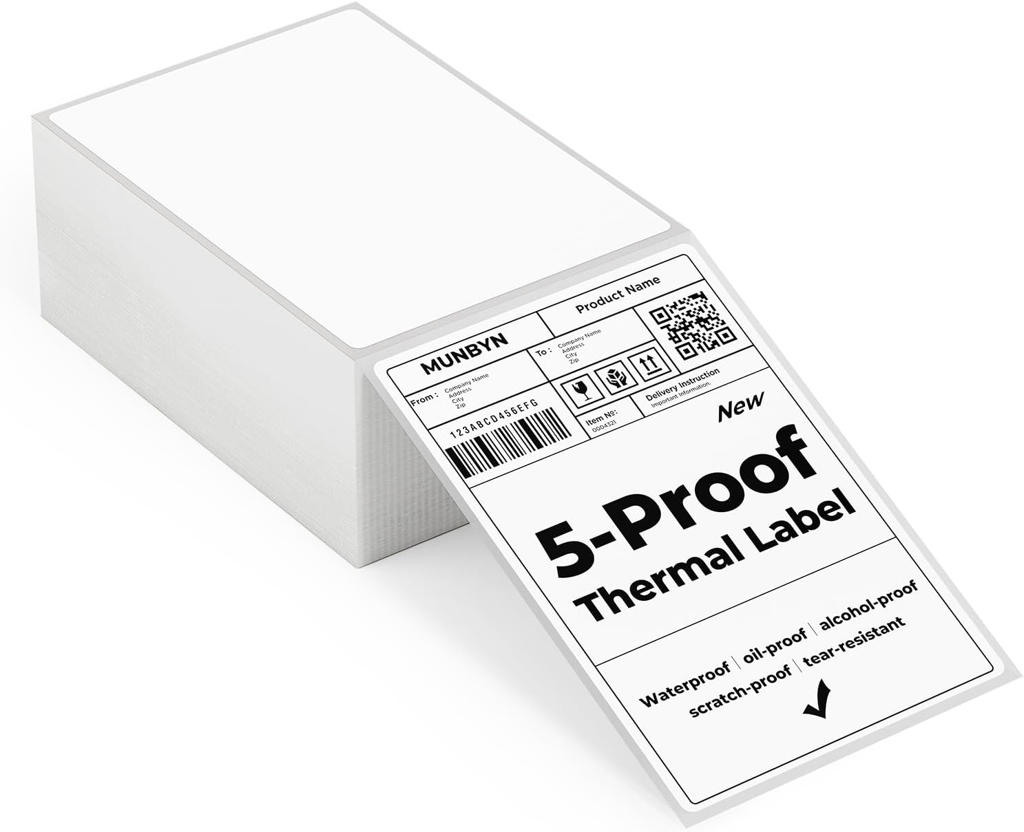 image:imageMUNBYN 4x6 Pink Direct Thermal Shipping Labels Commercial Grade Permanent Adhesive Fanfold Mailing Postage Label Paper for Thermal Printers and Packages 500 Sheets per StackWhite