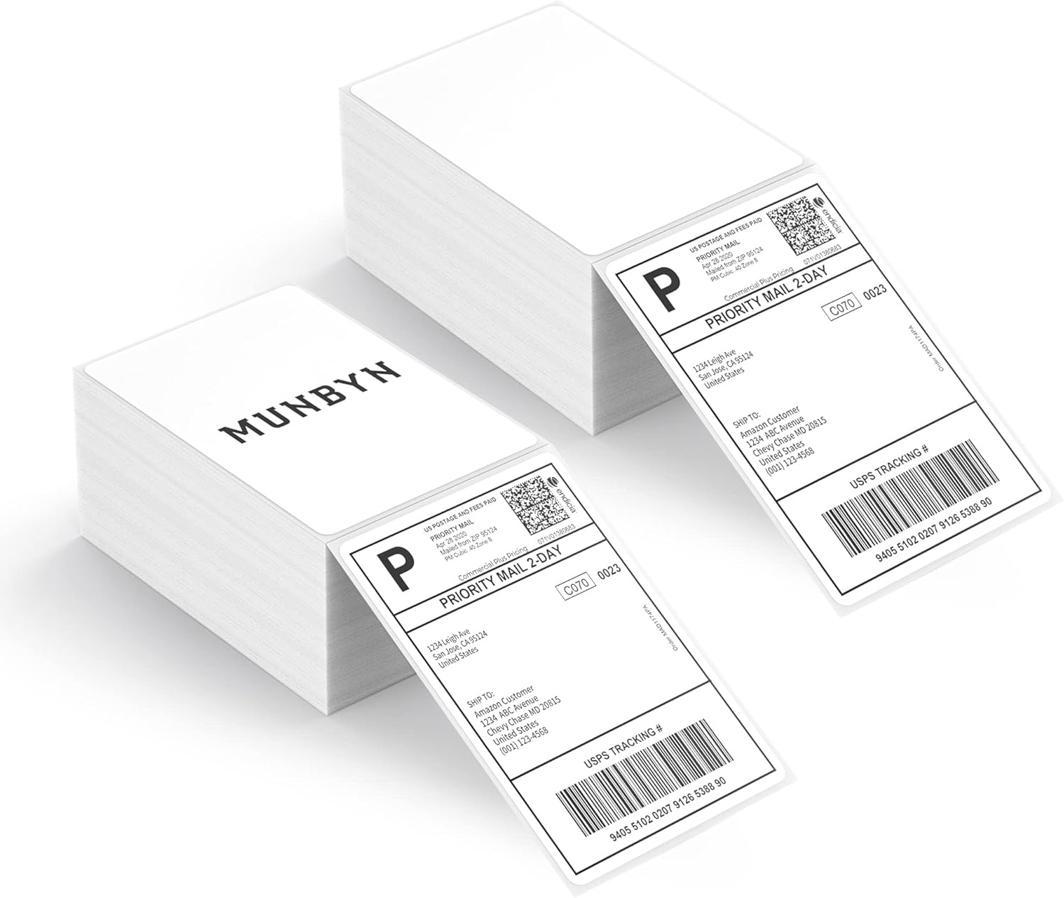 image:imageMUNBYN 4x6 Pink Direct Thermal Shipping Labels Commercial Grade Permanent Adhesive Fanfold Mailing Postage Label Paper for Thermal Printers and Packages 500 Sheets per StackWhite