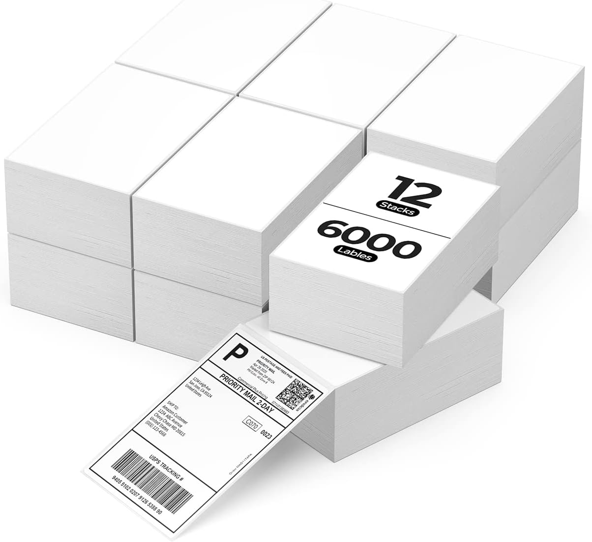 image:imageMUNBYN 4x6 Pink Direct Thermal Shipping Labels Commercial Grade Permanent Adhesive Fanfold Mailing Postage Label Paper for Thermal Printers and Packages 500 Sheets per StackWhite