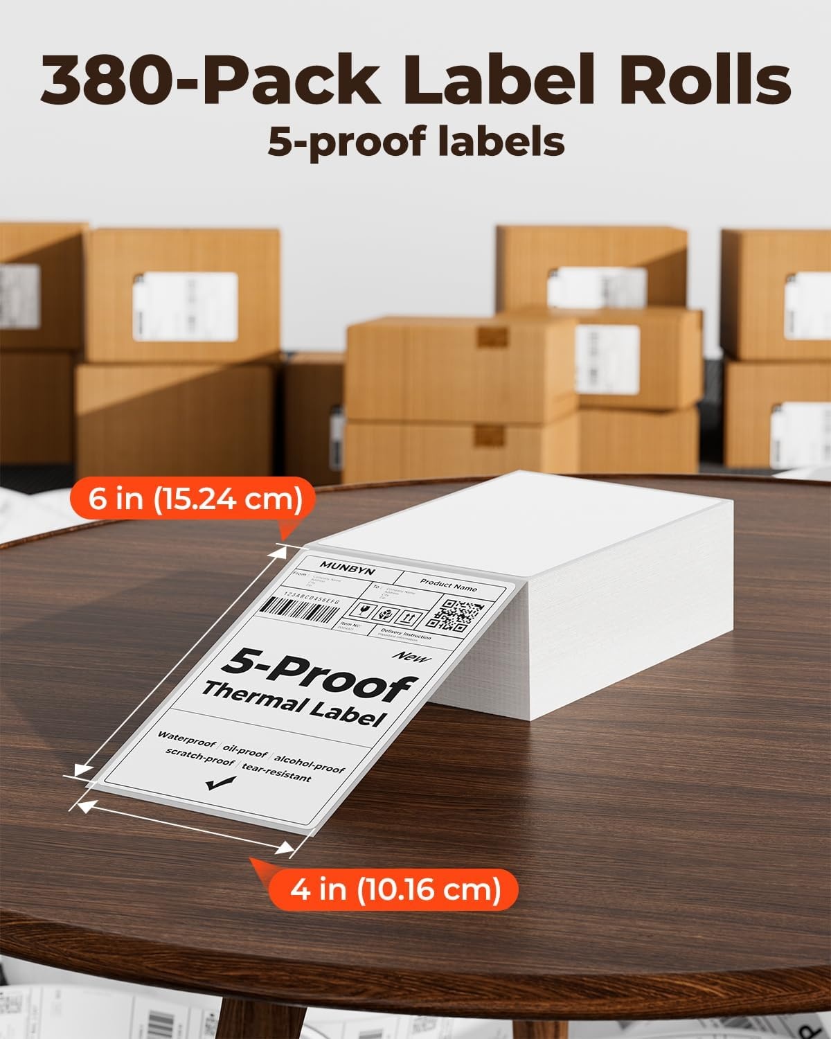 image:imageMUNBYN 4x6 Pink Direct Thermal Shipping Labels Commercial Grade Permanent Adhesive Fanfold Mailing Postage Label Paper for Thermal Printers and Packages 500 Sheets per StackWhite