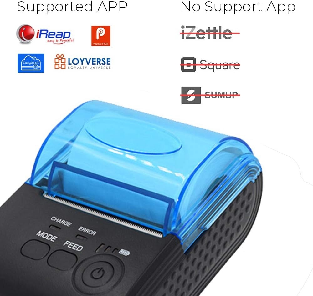 image:imageMUNBYN 58mm Bluetooth Receipt Printer and 2 14 x 50 Thermal Paper 50 Rolls BPA Free Receipt Paper