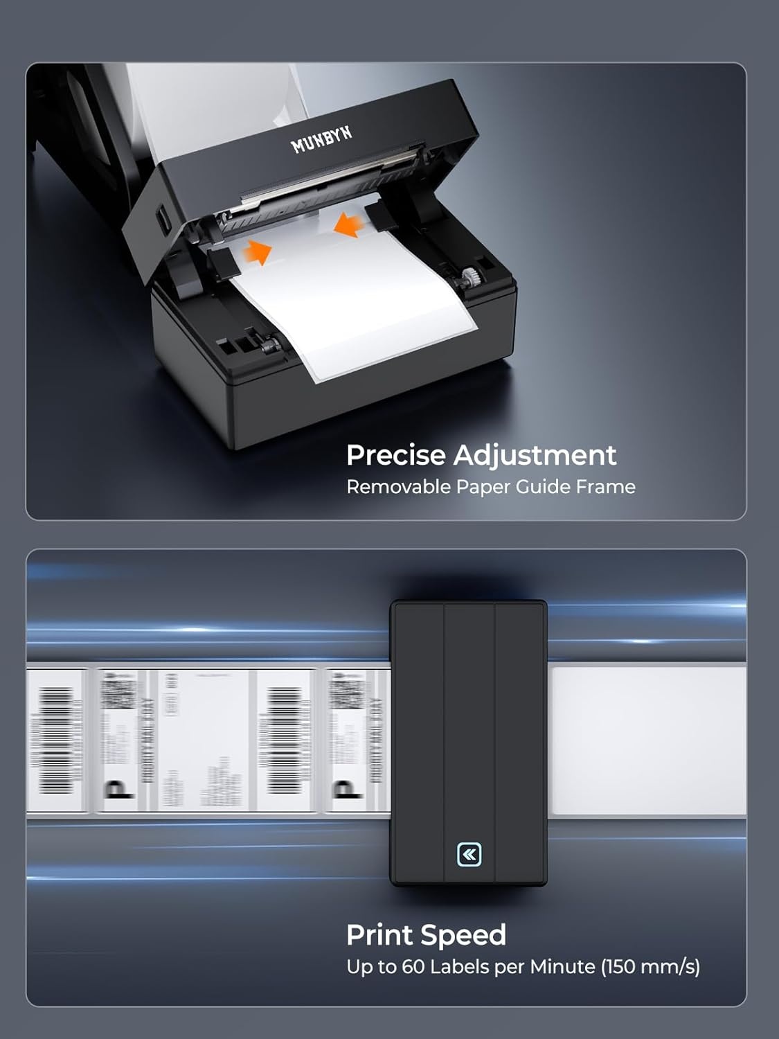 image:imageMUNBYN Bluetooth Thermal Label Printer 130B Wireless 4x6 Shipping Label Printer for Shipping Packages Small Business Office or Home Compatible with iPhone Android iPad Windows macOS ChromeBlack