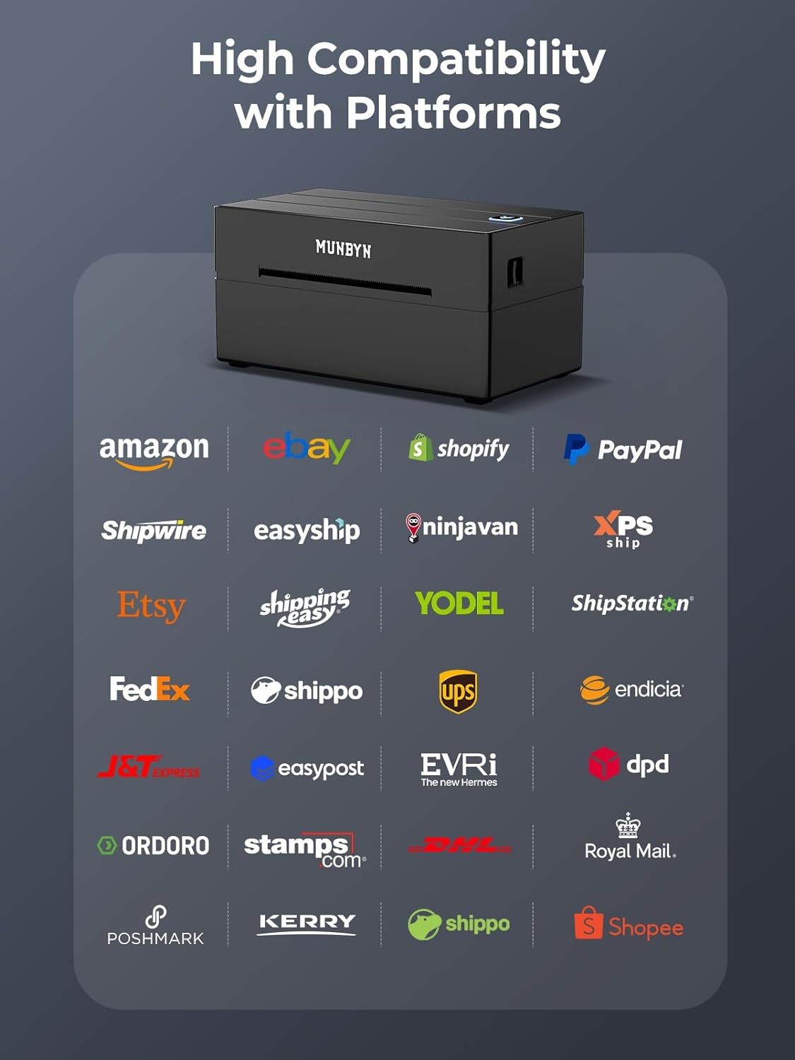 image:imageMUNBYN Bluetooth Thermal Label Printer 130B Wireless 4x6 Shipping Label Printer for Shipping Packages Small Business Office or Home Compatible with iPhone Android iPad Windows macOS ChromeBlack