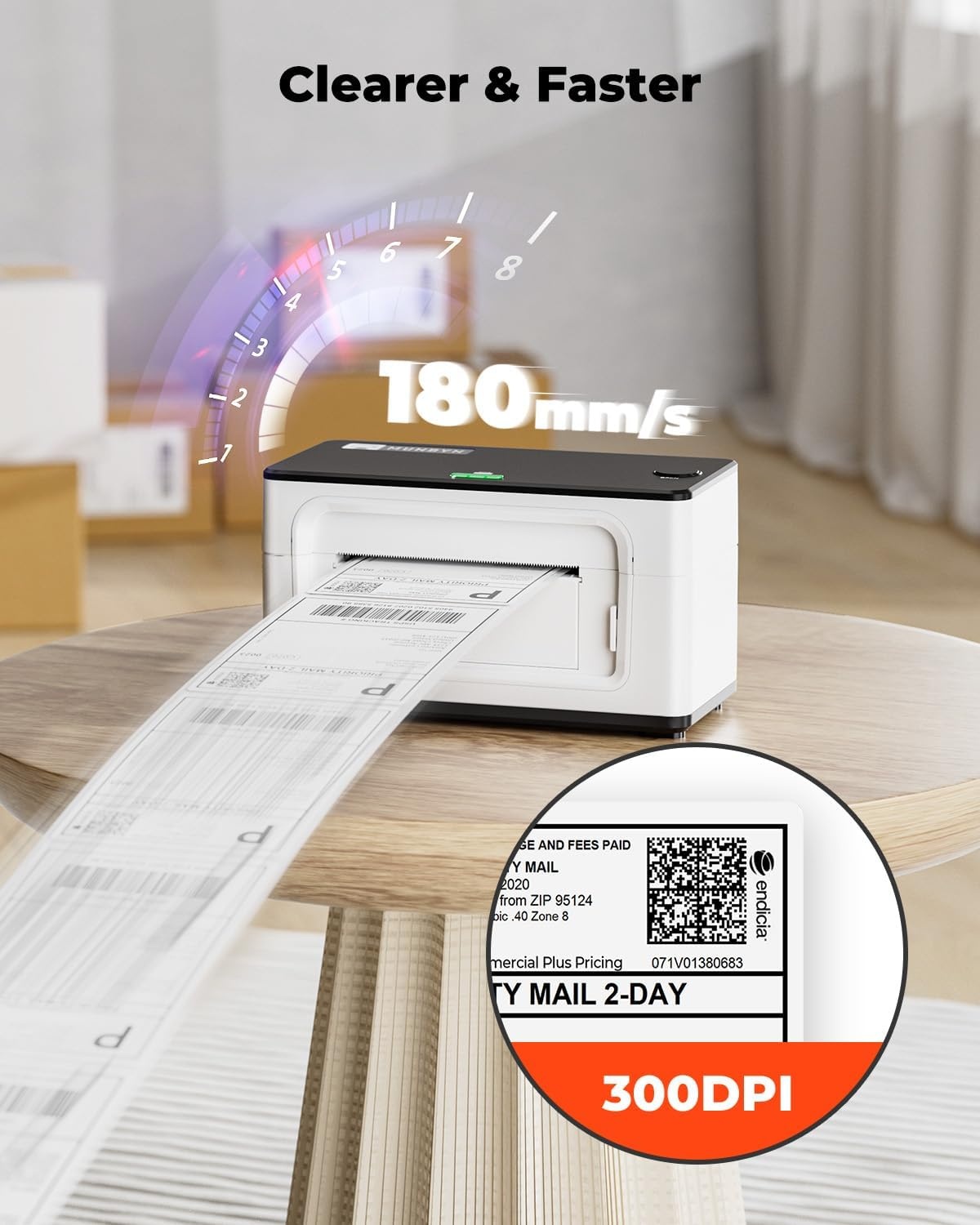 image:imageMUNBYN Bluetooth Thermal Label Printer 941BP Wireless 300DPI 4x6 Shipping Label Printer for Small Business Compatible with Windows Mac iPhone Android PC Amazon Shopify Etsy USPS PinkWhite