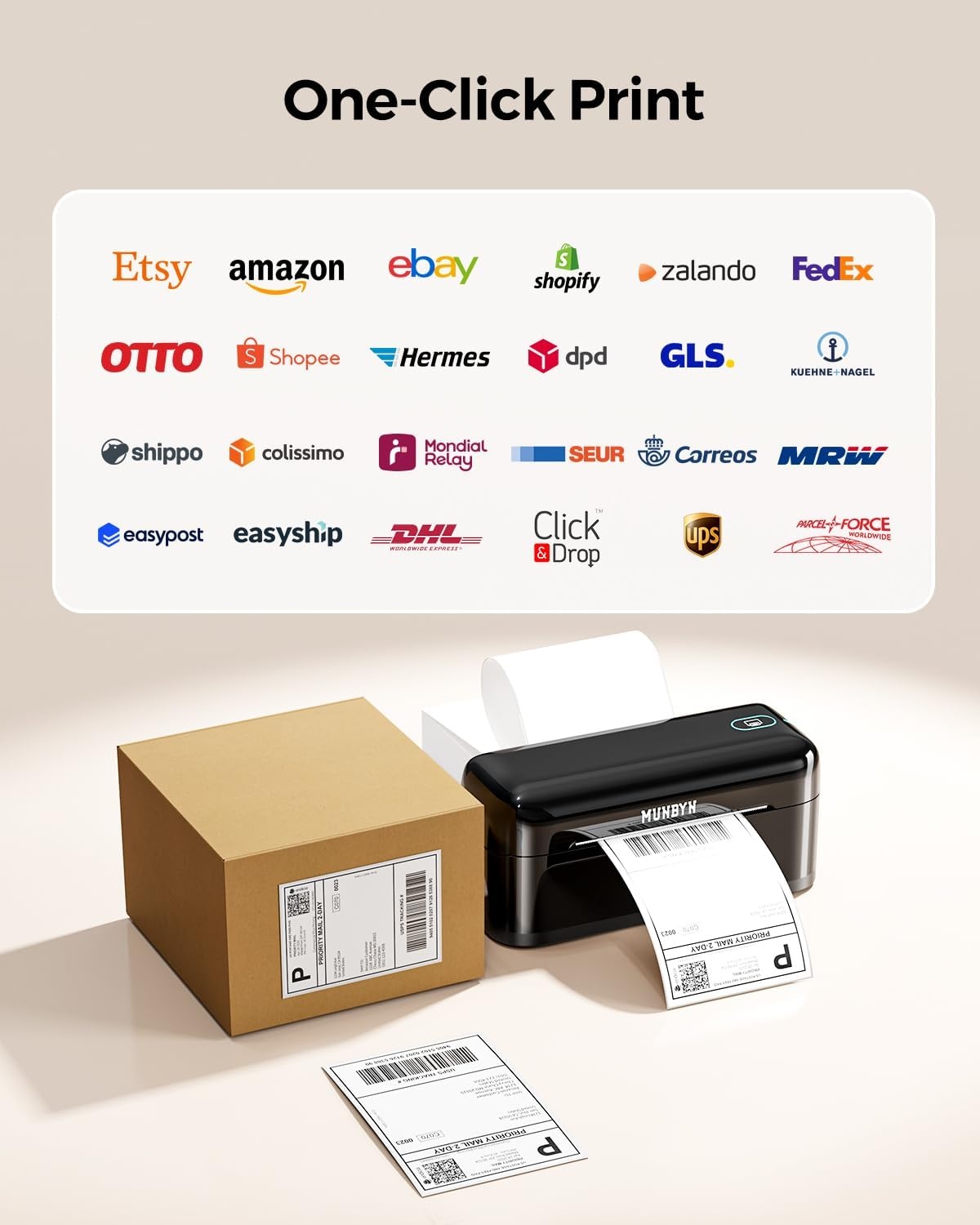image:imageMUNBYN Bluetooth Thermal Label Printer RealWriter RW402B 4x6 Shipping Label Printer for Small Business Compatible with Android iPhone and Windows Mac ChromebookBlack