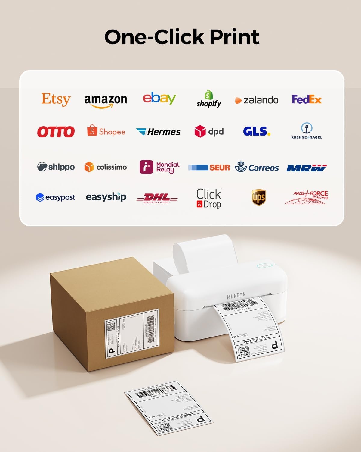 image:imageMUNBYN Bluetooth Thermal Label Printer RealWriter RW402B 4x6 Shipping Label Printer for Small Business Compatible with Android iPhone and Windows Mac ChromebookWhite