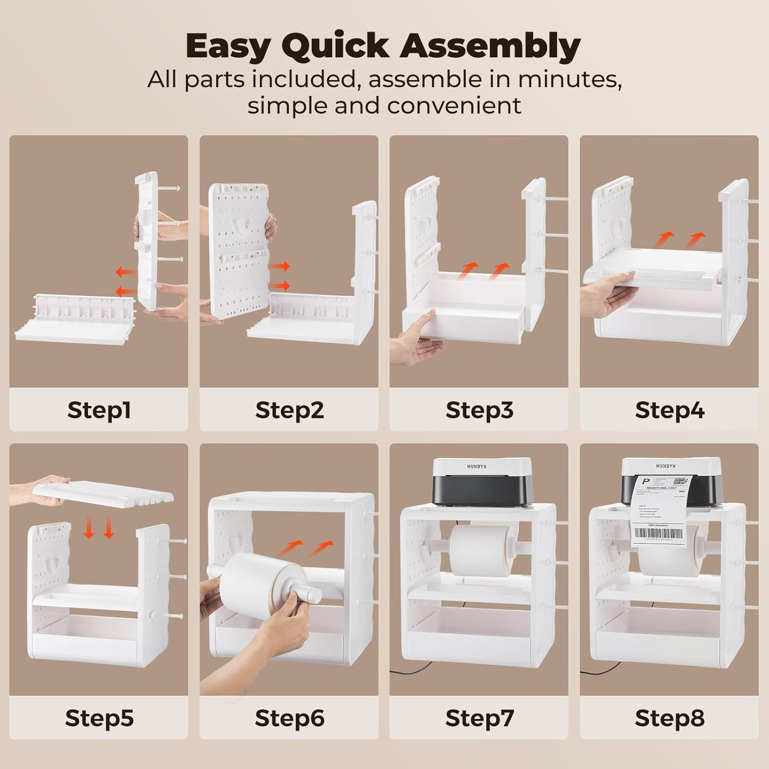 image:imageMUNBYN ILH03 4x6 Thermal Label Holder 5in1 Sticker Holder with 3Tier Shelf Drawer Hooks amp Pegboard for Shipping Label Printing Office Small Business Home