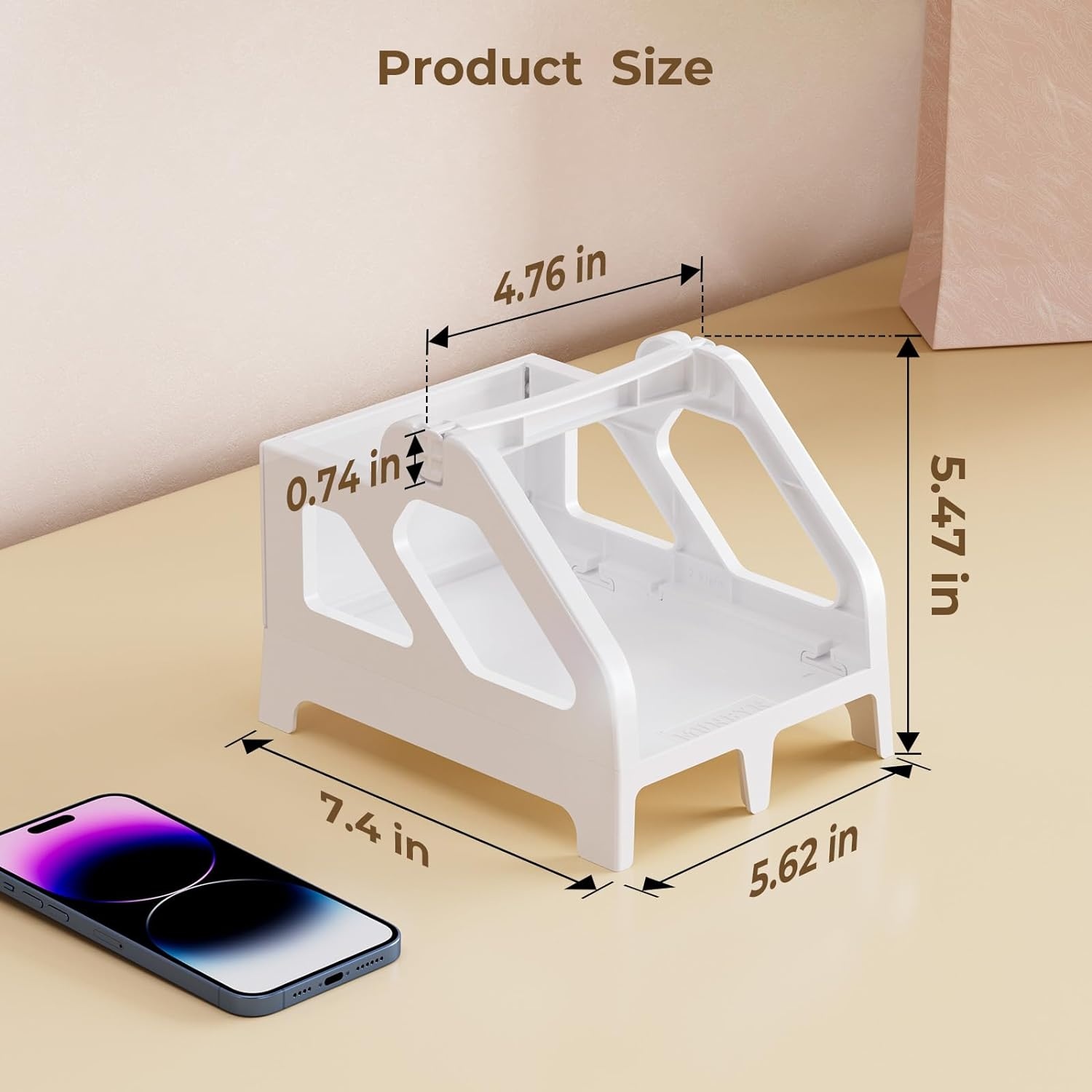 image:imageMUNBYN Label Holder for Rolls and FanFold Labels Thermal Sticker Roll Holder for Desktop Thermal Printer Shipping Supplies Industrial Paper PinkWhite