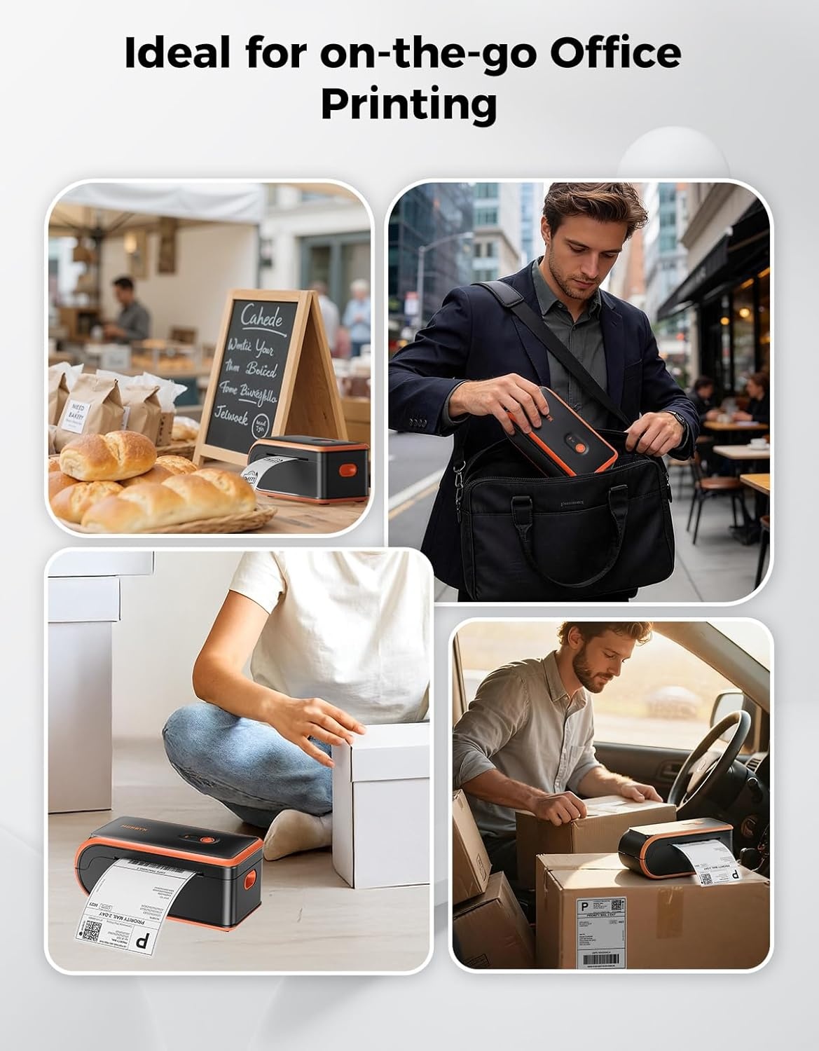 image:imageMUNBYN MC240 Bluetooth Thermal Label Printer with Battery Builtin Paper Bin Portable Wireless 46 Shipping Label Printer Compatible with iOS Android Windows Mac Works for Small Business