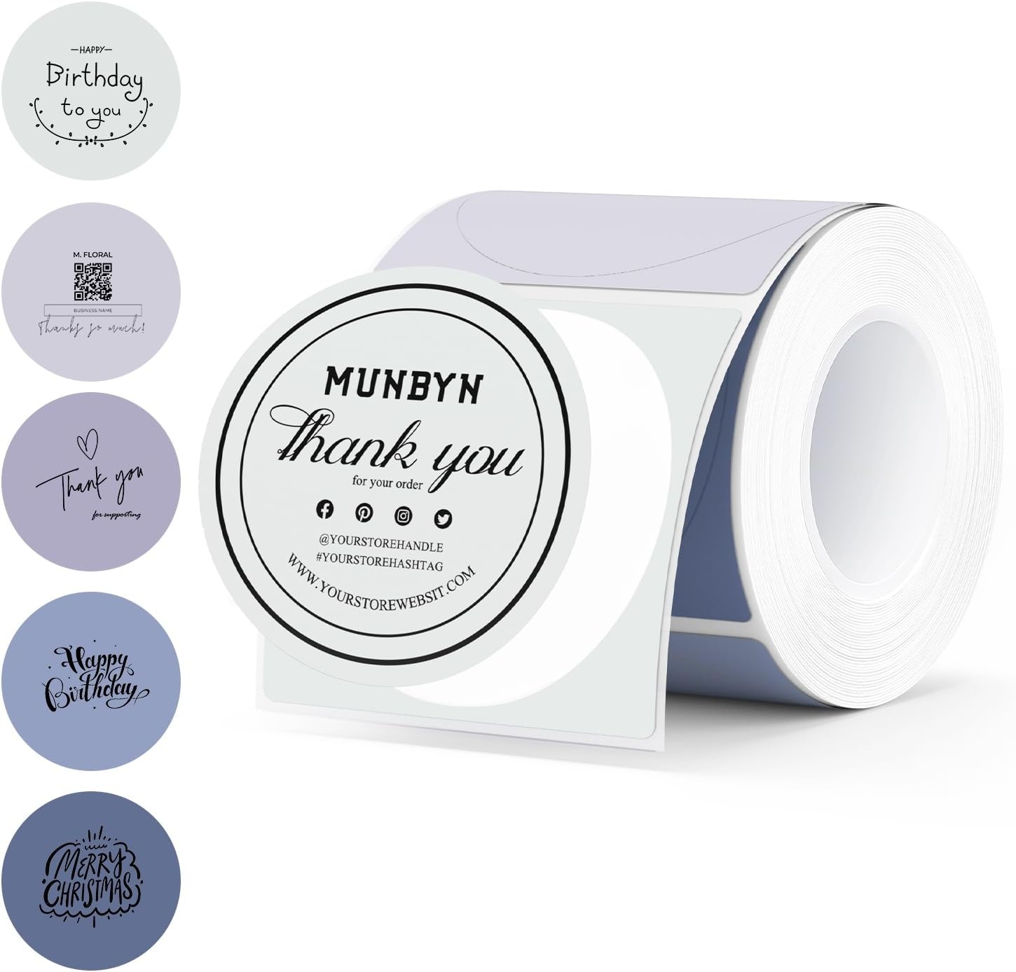 image:imageMUNBYN MC240 Bluetooth Thermal Label Printer2 Inch Circle Thermal Sticker LabelsLabel Holder for Rolls and Fanfold Labels