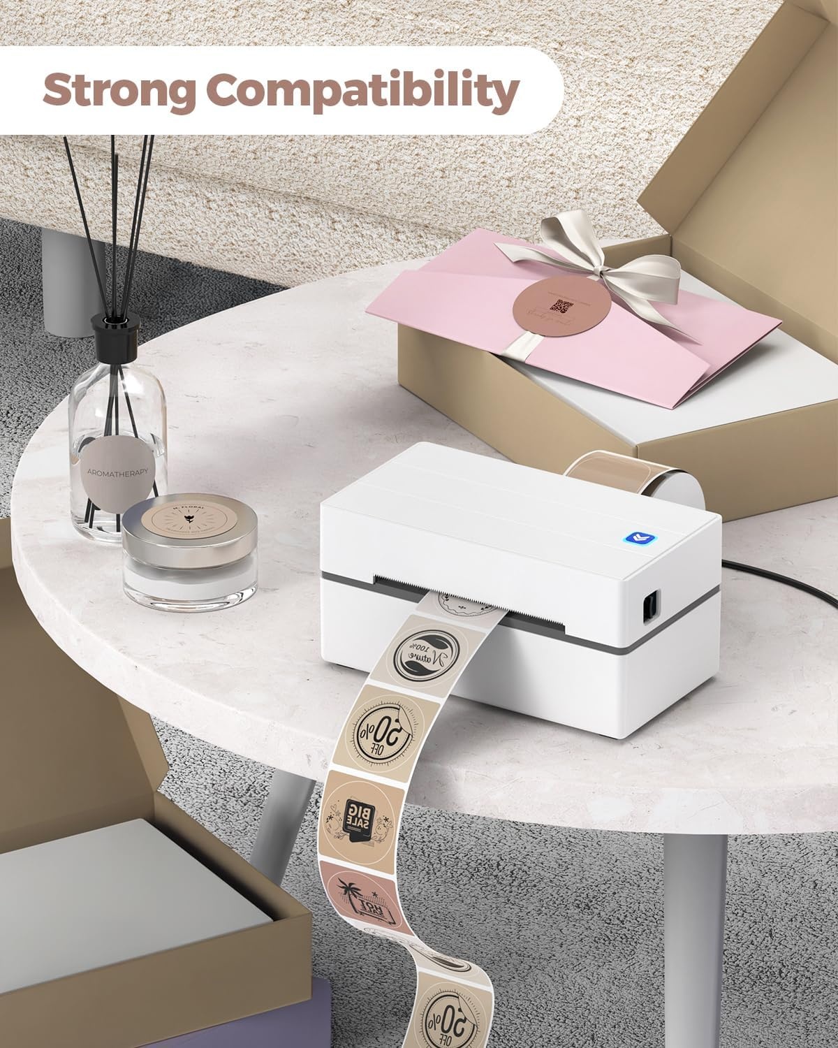 image:imageMUNBYN MC240 Bluetooth Thermal Label Printer2 Inch Thermal Labels RoundShipping Scale Accurate 66lb01oz Postal Scale