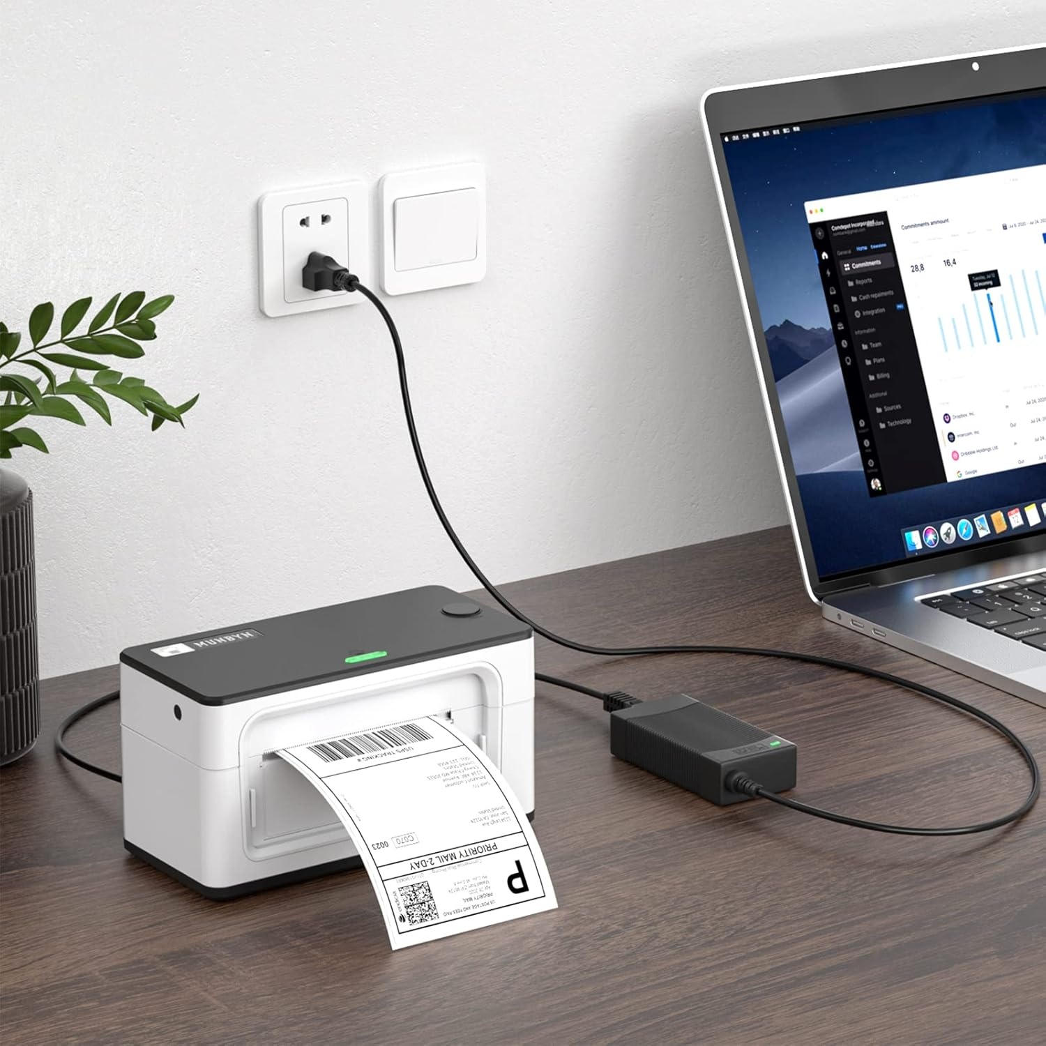 image:imageMUNBYN Printer Power Adapter for 941 130 129 and Printer Power Cable for 941 130 129