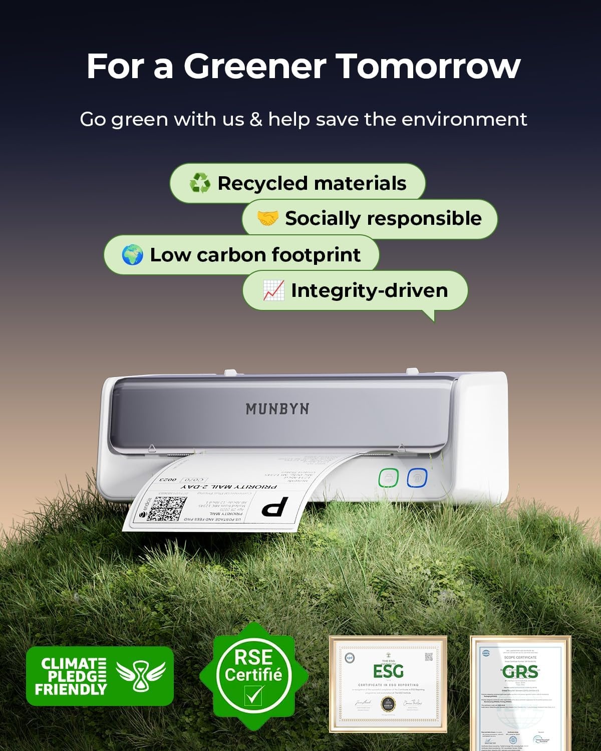 image:imageMUNBYN Replaceable PrintHead Bluetooth Thermal Label Printer with Paper Holder RW405B Wireless 4x6 Shipping Label Printer for Small Businesses Compatible with Mac Windows iPhone Android Chrome