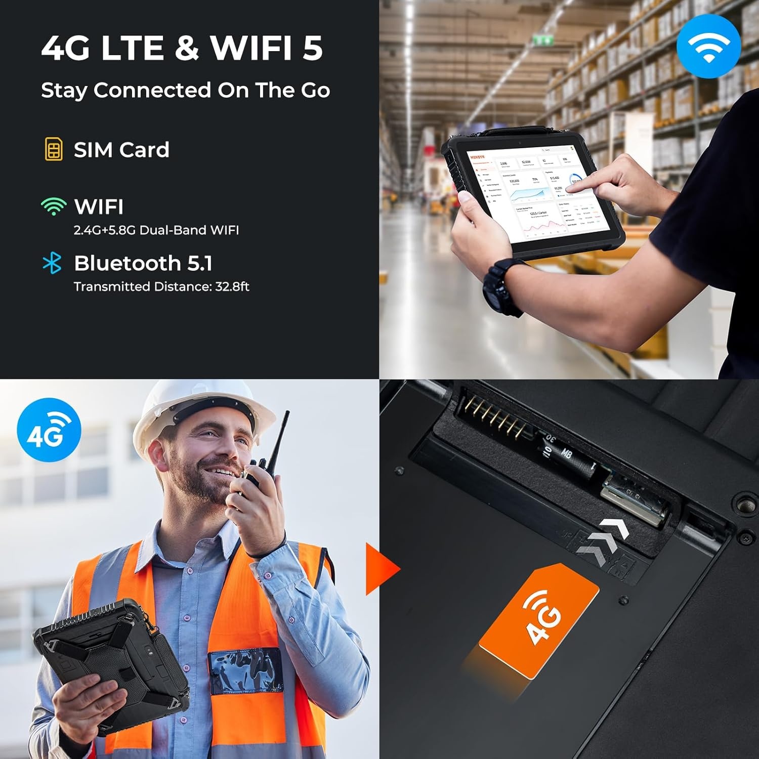 image:imageMUNBYN Rugged Tablet IRT08 101 inch Windows Tablet Windows 11 Pro 8GB128GB Intel N5100Sunlight Readable 4G LTE GPS Heavy Duty Industrial Outdoor Work PC BT51 WiFi 2Y Protection