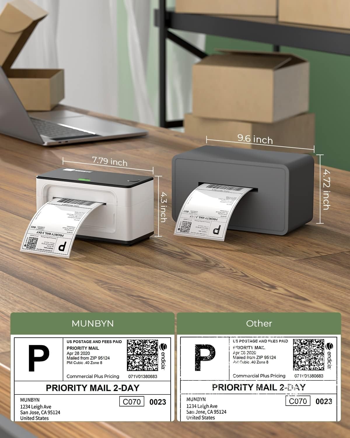 image:imageMUNBYN Shipping Label Printer RealWriter 941 4x6 Thermal Label Printer for Shipment of Packages Home Shipping Small Business Compatible with macOS Windows USBUSBBluetoothWhite