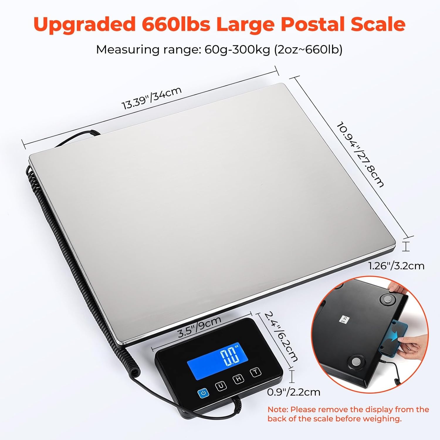 image:imageMUNBYN Shipping Scale 440lb18oz Digital Postal Scale for Packages with HoldTare Function Backlit LCD Battery amp Cable Included Postage Scale for Small Business Packages Luggage and Home Use