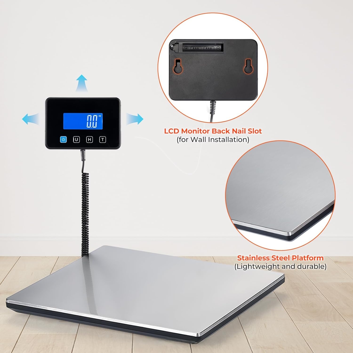 image:imageMUNBYN Shipping Scale 440lb18oz Digital Postal Scale for Packages with HoldTare Function Backlit LCD Battery amp Cable Included Postage Scale for Small Business Packages Luggage and Home Use