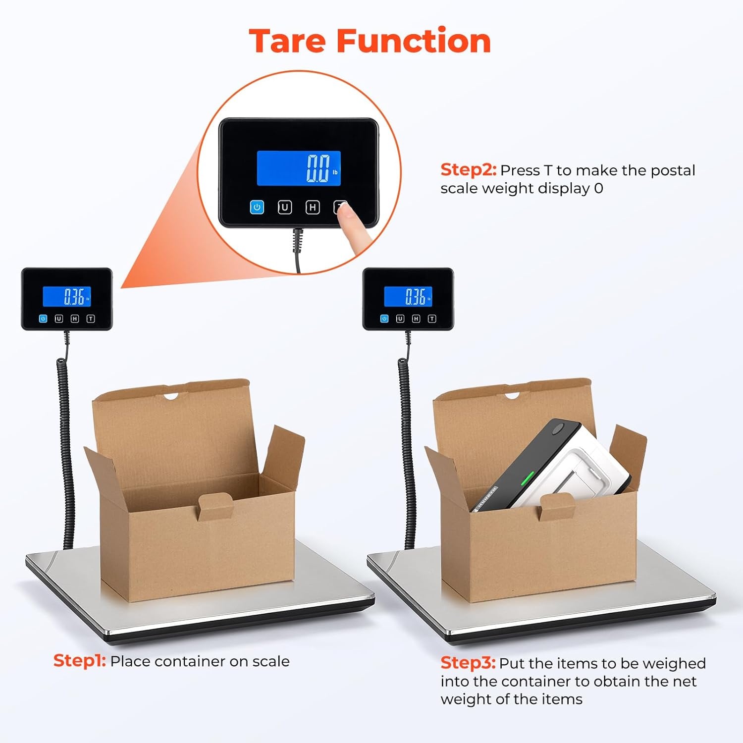 image:imageMUNBYN Shipping Scale 440lb18oz Digital Postal Scale for Packages with HoldTare Function Backlit LCD Battery amp Cable Included Postage Scale for Small Business Packages Luggage and Home Use